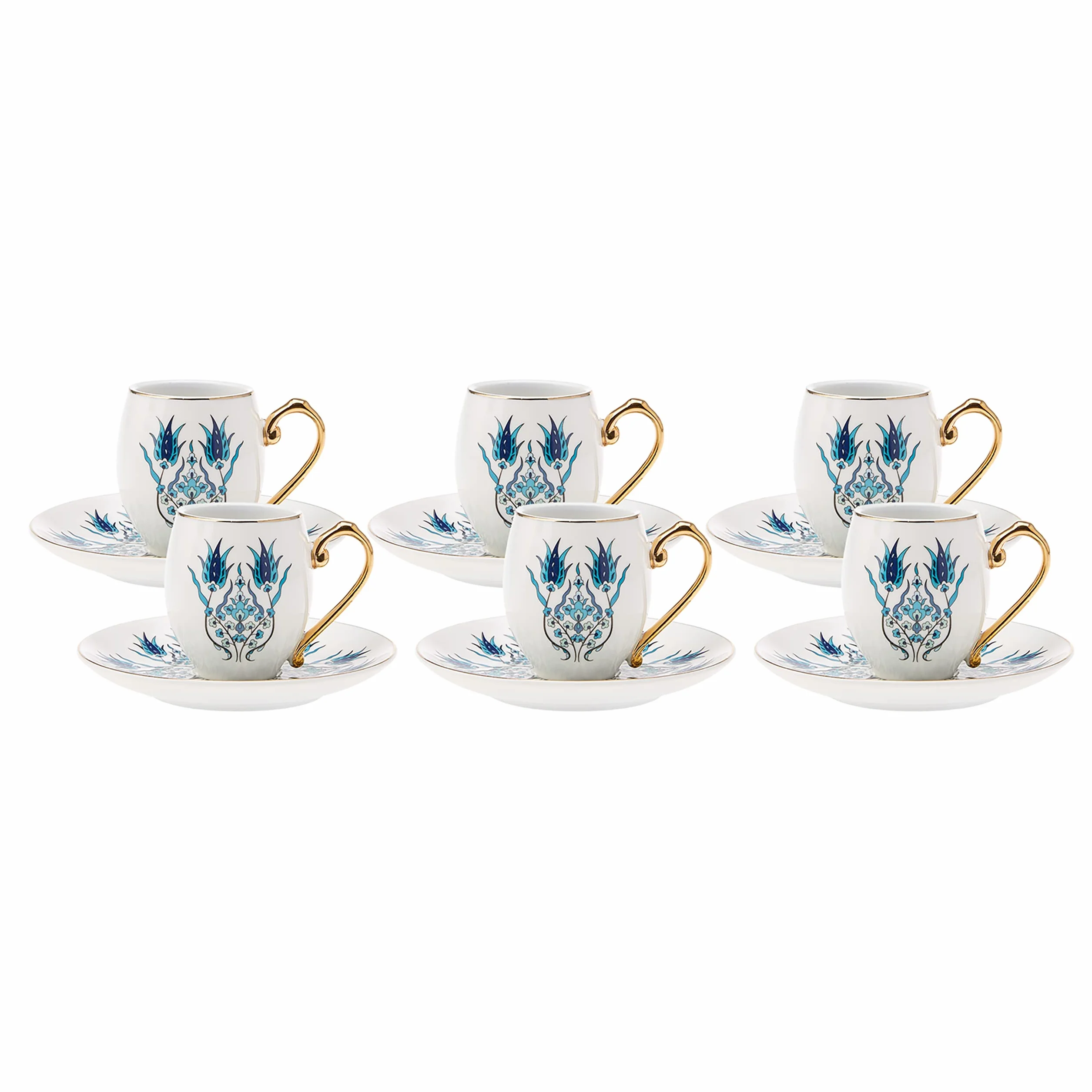 Karaca Iznik 12-częściowy zestaw porcelanowych filiżanek do kawy po turecku 90 ml