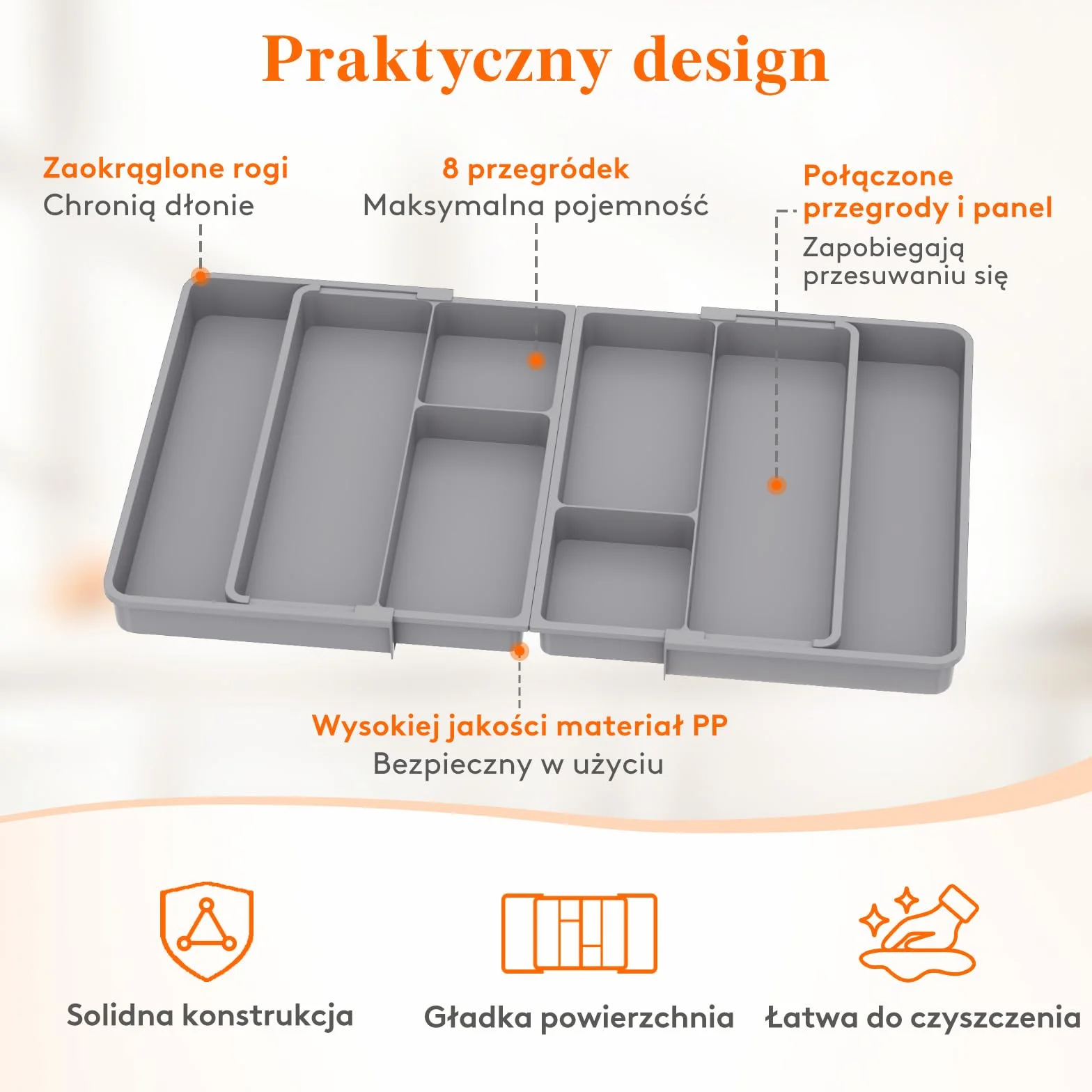 Lifewit Organizer do szuflad rozszerzalny 81 cm taca na sztućce plastikowa