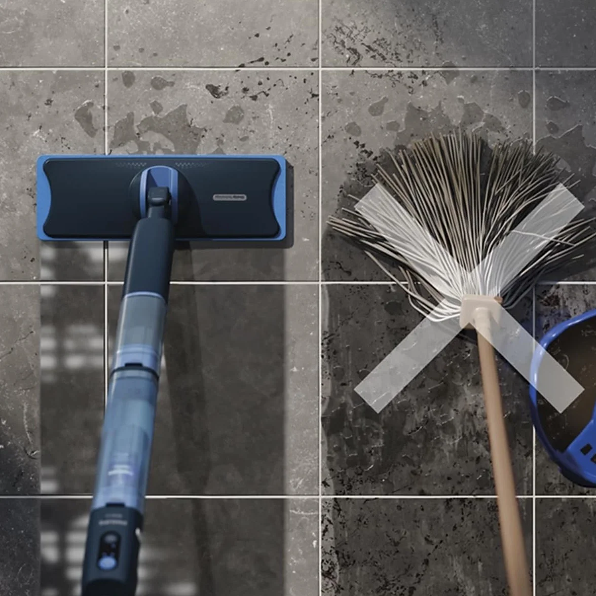 Philips OneUp 5000 mop elektryczny mop do mopa, 2 x czystsze podłogi², 2 x szybsze czyszczenie, dwa ustawienia wilgotności do twardych i delikatnych podłóg, bezprzewodowy, z przegubem obrotowym o 360°