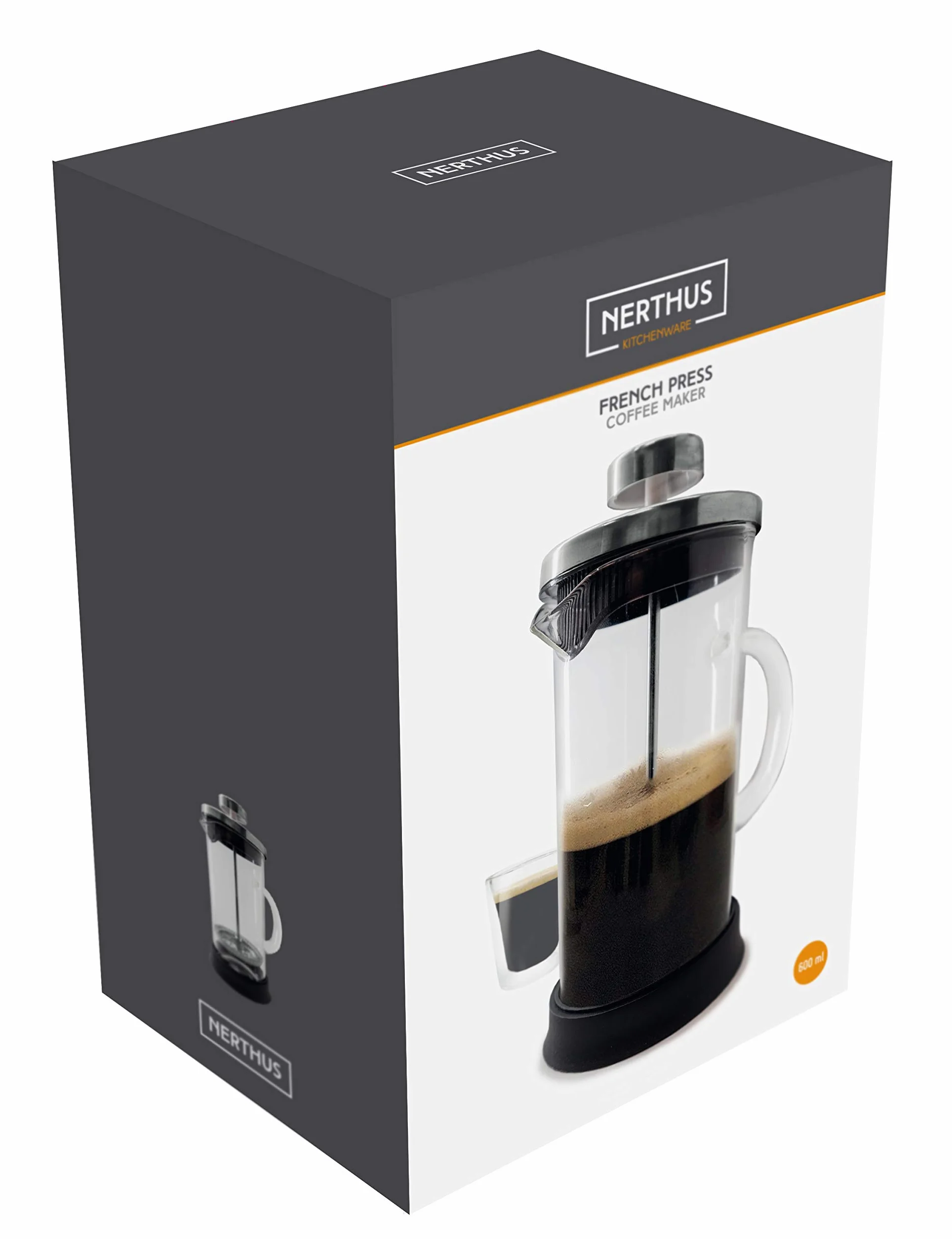 Nerthus FIH 662 french press 350 ml szklany ręczny zaparzacz do kawy z tłokiem