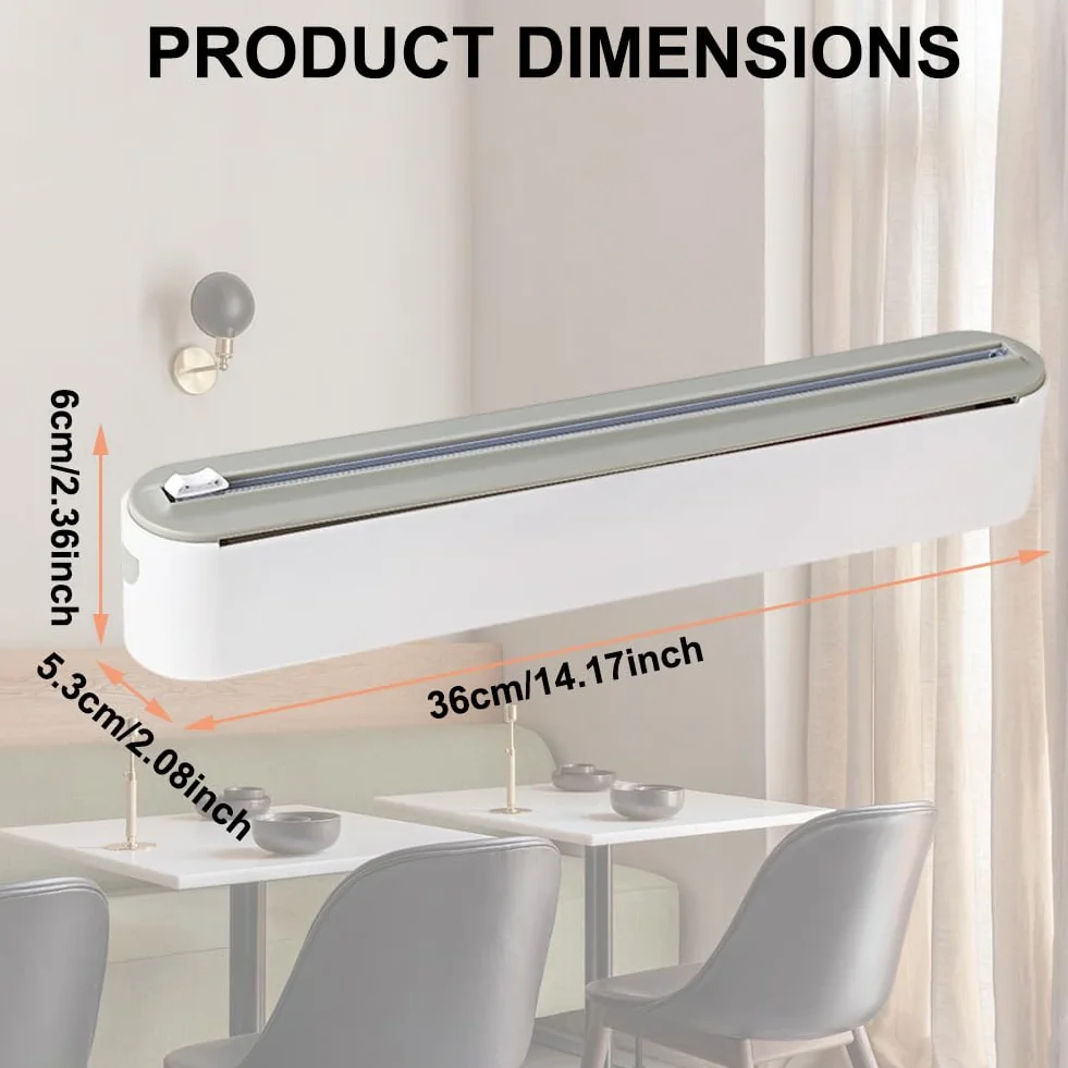 2 sztuki magnetycznych dozowników folii spożywczej z nożem, dozownikiem i dozownikiem do folii aluminiowej, dozownikiem folii aluminiowej, dozownikiem folii aluminiowej i dozownikiem żywności do folii