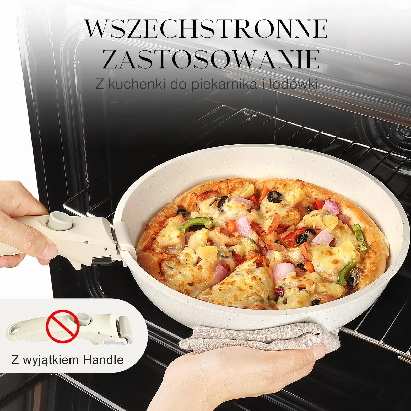 GiPP Zestaw naczyń indukcyjnych, 3/5/11 sztuk, nieprzywierająca bateria do naczyń ze zdejmowanym uchwytem, zmywarka/piekarnik, bez PFOA (biały, 3 szt.)