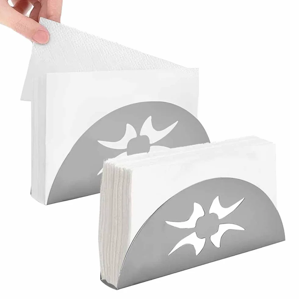 2 sztuki uchwytów na serwetki, stal nierdzewna, metalowy uchwyt na papier stołowy, serwetki, do restauracji, kawiarni, hotelu, stołu, blatu kuchennego, 2 sztuki