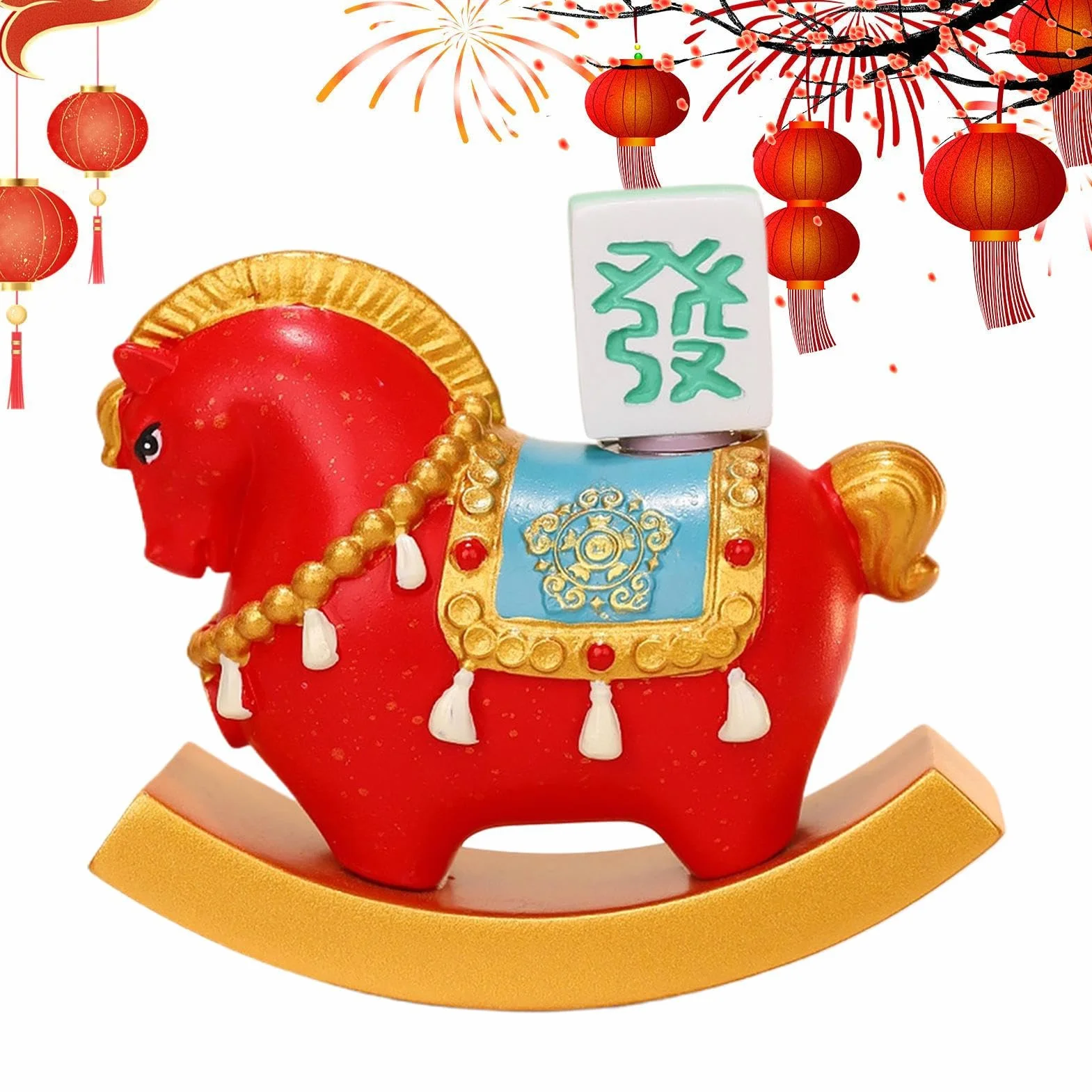 Chinese Horse Figurine - Resin Collectible Statue 12x8cm Handcrafted for Chinese New Year