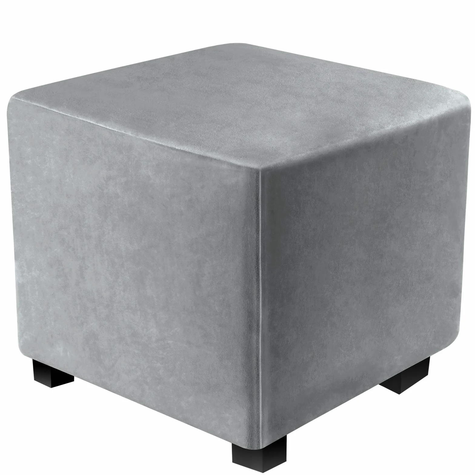 Pokrowiec na podnóżek aksamitny elastyczny 33-45x38-45 cm jasnoszary