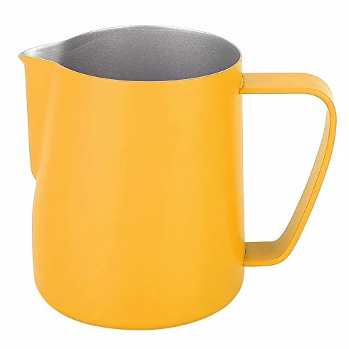Dzbanek do mleka, 350 ml stal nierdzewna dzbanek spieniający mleko spieniacz do kawy kubek naczynia do kawy (żółty)