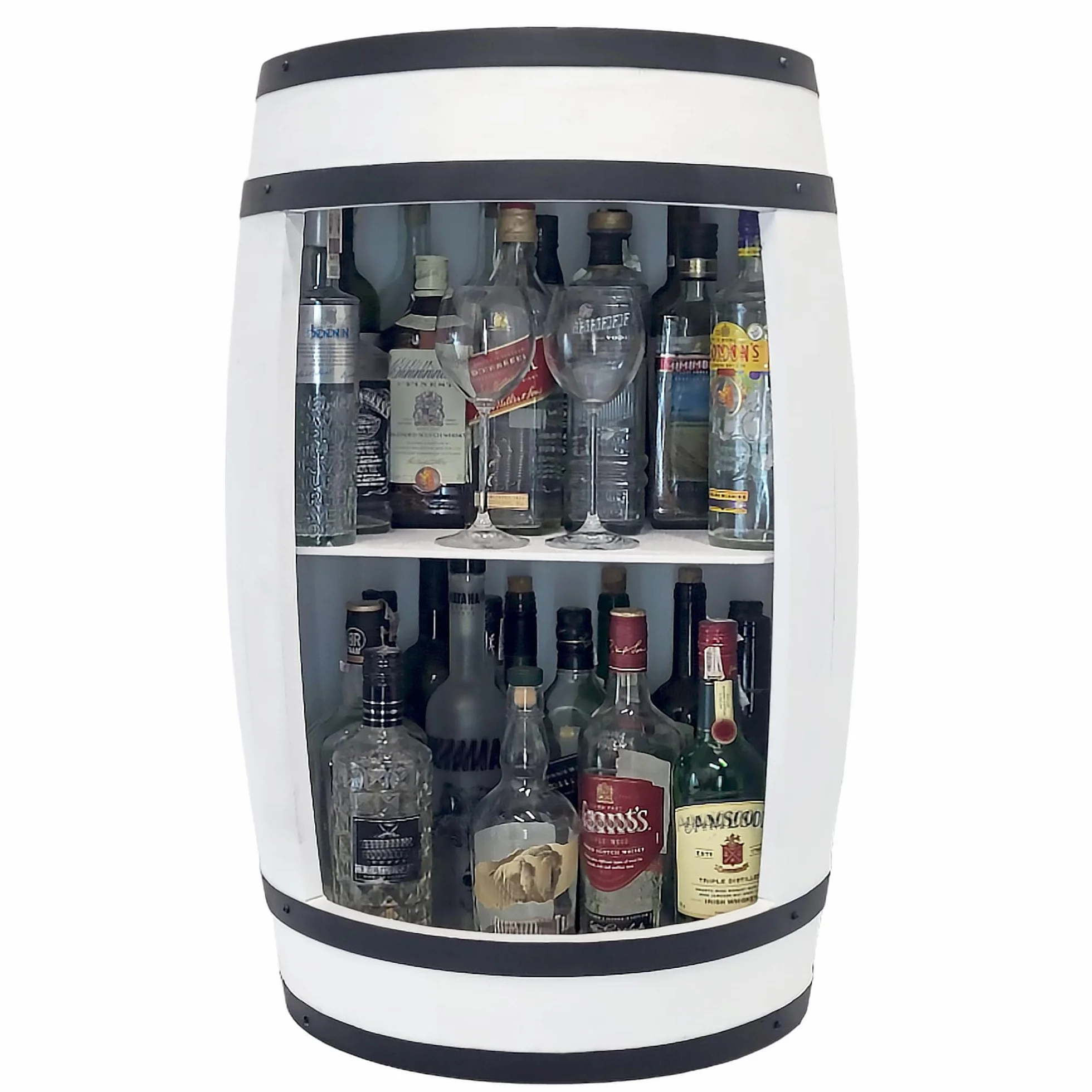 Weeco Regał na wino bar domowy z drewna 80x50 cm białe vintage stolik barowy na whisky