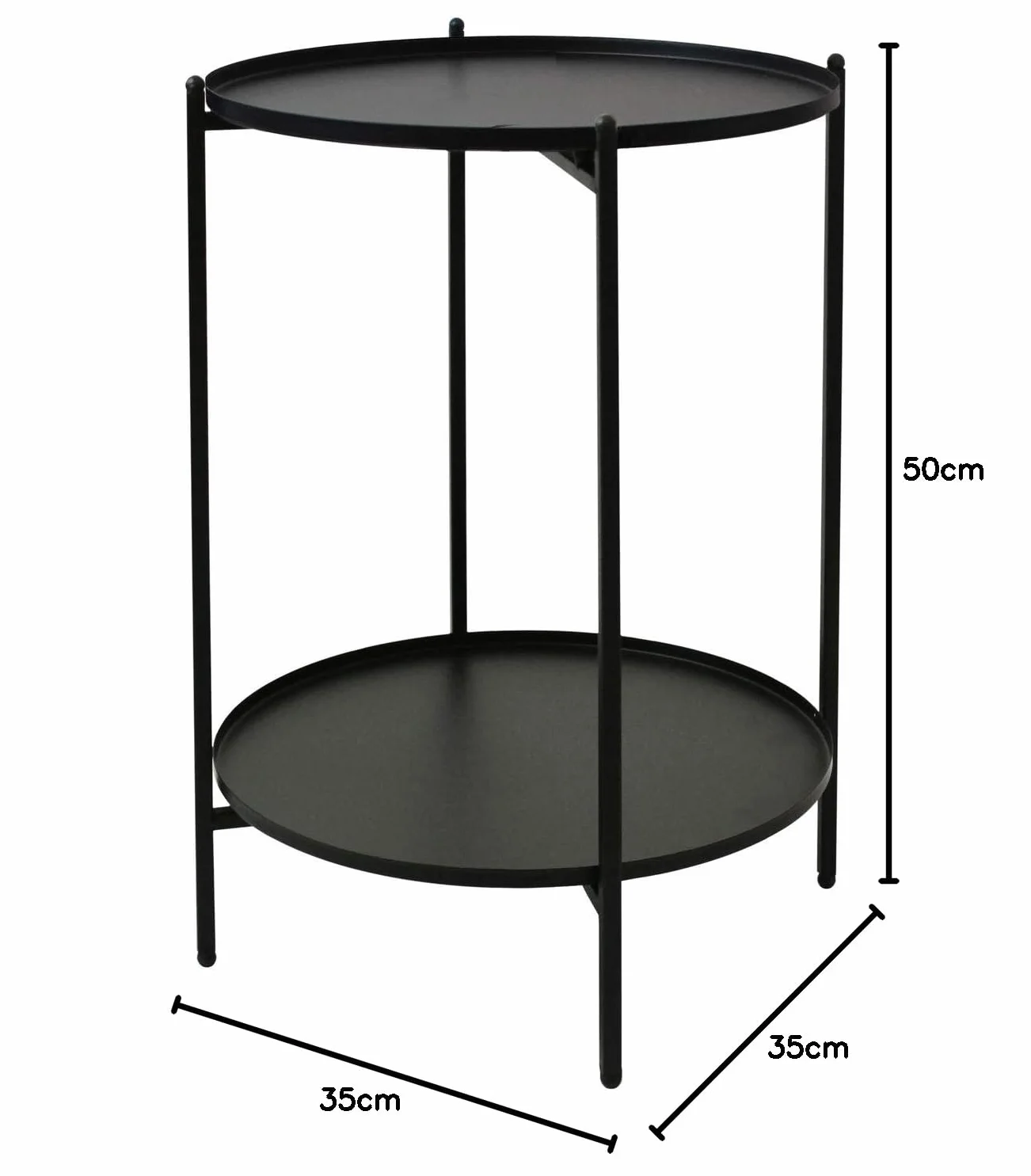 Stolik pomocniczy okrągły 35 cm wys. 50 cm metal czarny stolik kawowy stolik do salonu stolik kawowy