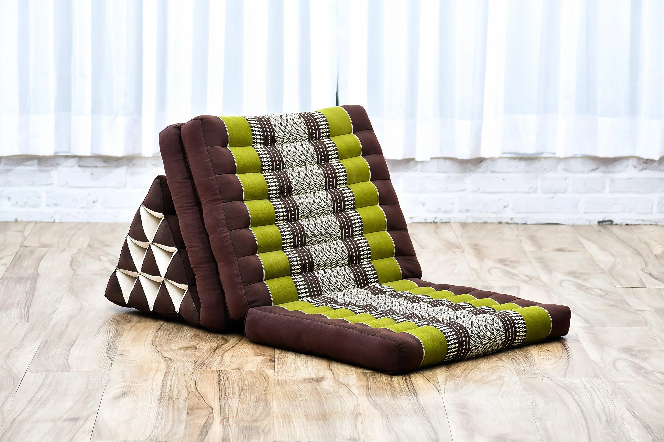 Leewadee Tajska Mata Podłogowa 170 x 53 cm - Kapok Składane Siedzisko Oparcie Lounge