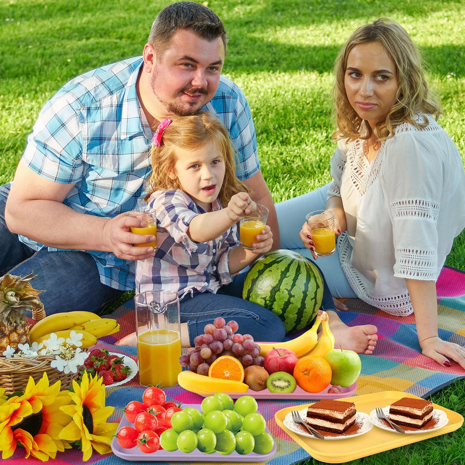 Generic Mała tacka do serwowania, 4 tace śniadaniowe, mała taca, do restauracji, kawiarni, kuchni, na imprezę (różowa, niebieska, żółta, fioletowa)