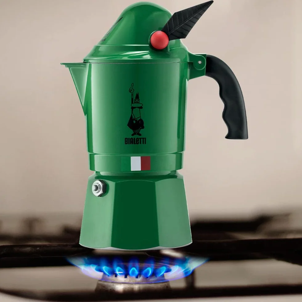 Bialetti – Moka Express Alpina: Klasyczna Kawiarka Na Kuchenkę, 3 Filiżanki (130 Ml), Aluminiowa, Zielona