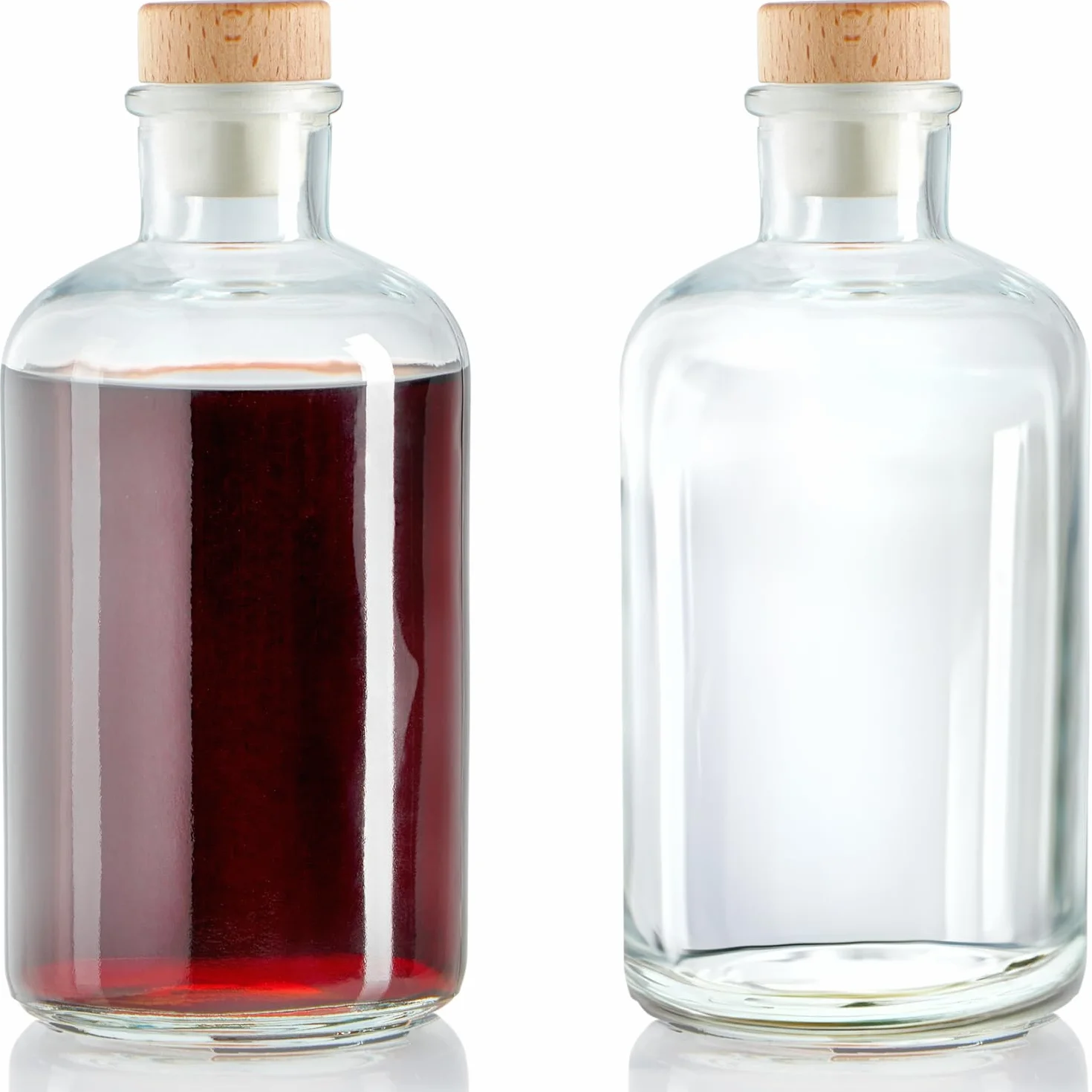 6x Szklane Butelki 500 ml z Korkiem, Pojemniki do Napelniania Olejem, Octem lub Alkoholem
