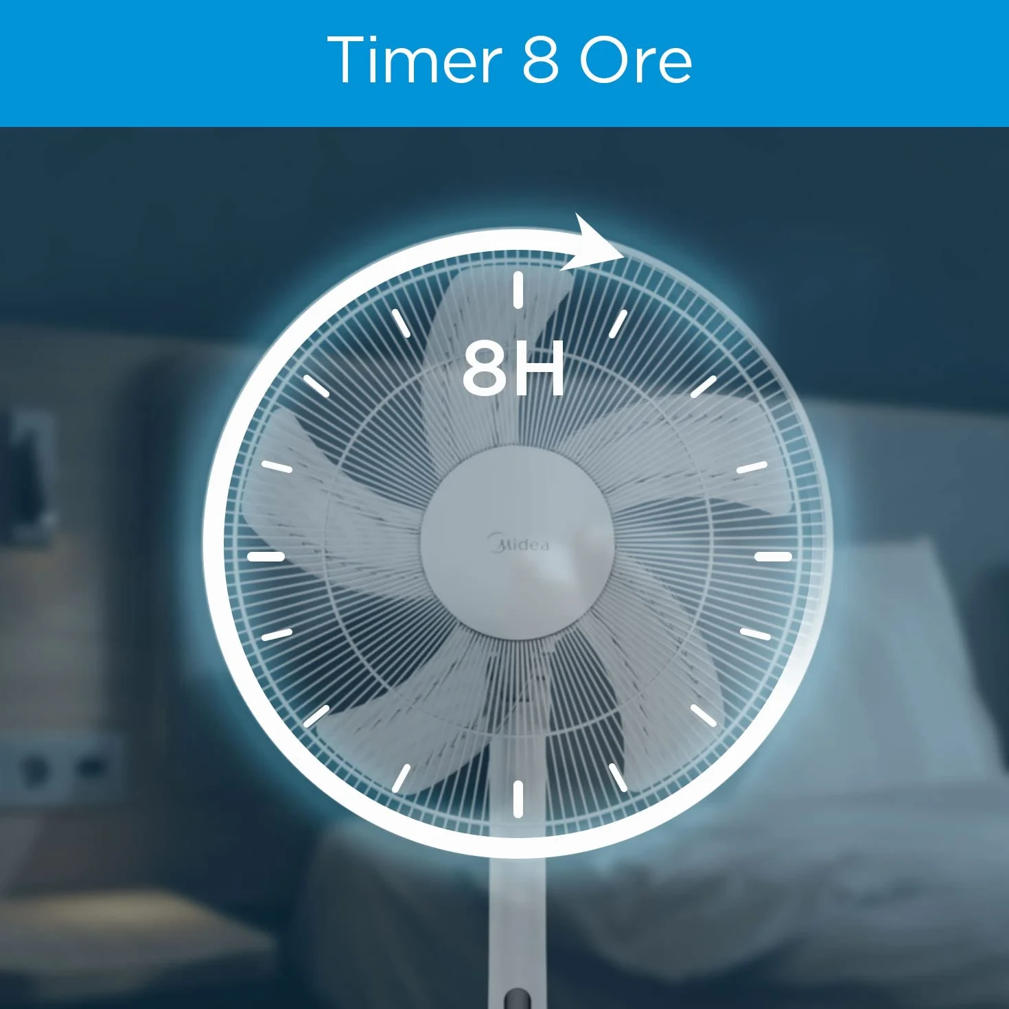 Midea FS40-18BR wentylator stojący 3 w 1, 8 prędkości, timer palma 40 cm, tworzywo sztuczne