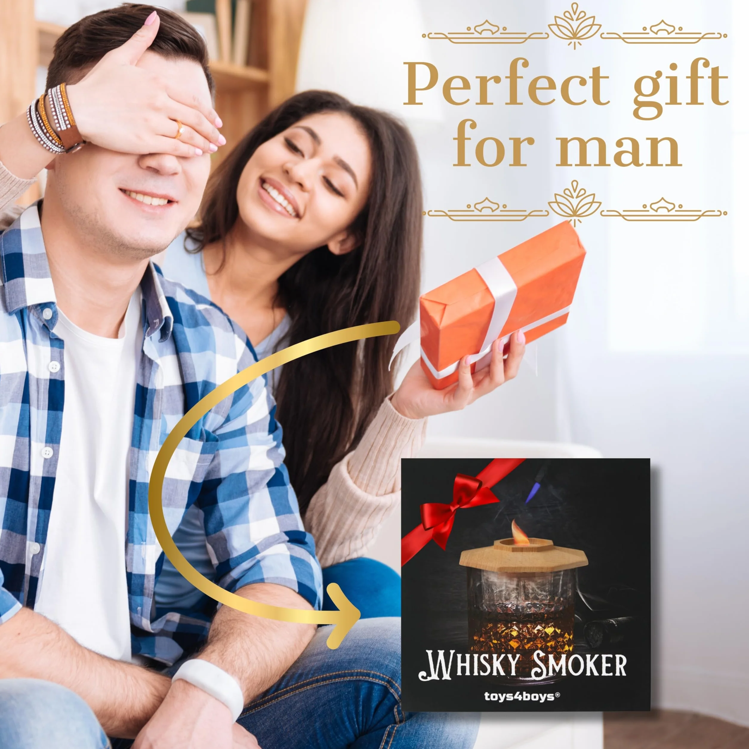 Toys4Boys Zestaw do wędzenia whisky z wiórkami drewnianymi i zapalniczką (brak gazu w zestawie). Idealny prezent na dzień chłopaka i walentynki.