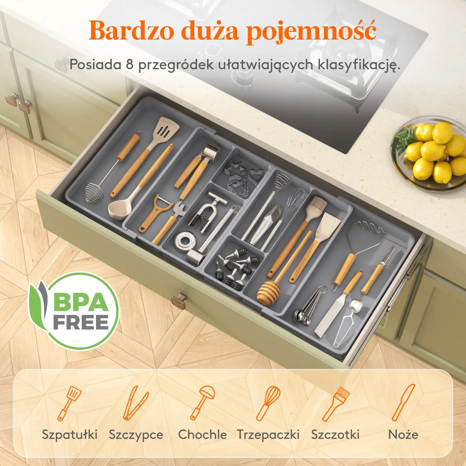 Lifewit Organizer do szuflad rozszerzalny 81 cm taca na sztućce plastikowa