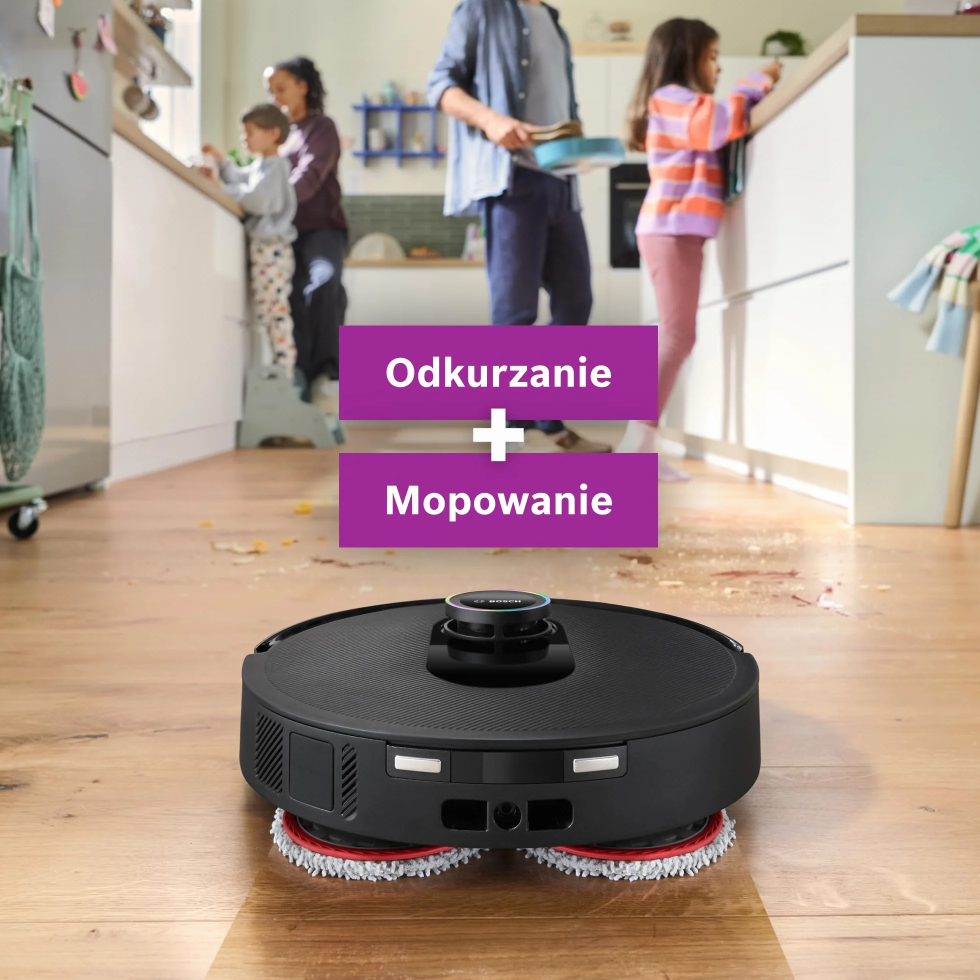 Bosch Spotless Max Cam Robot sprzątający, moc ssania 11000Pa, stacja czyszcząca, Smart Vision, Home Connect, czarny