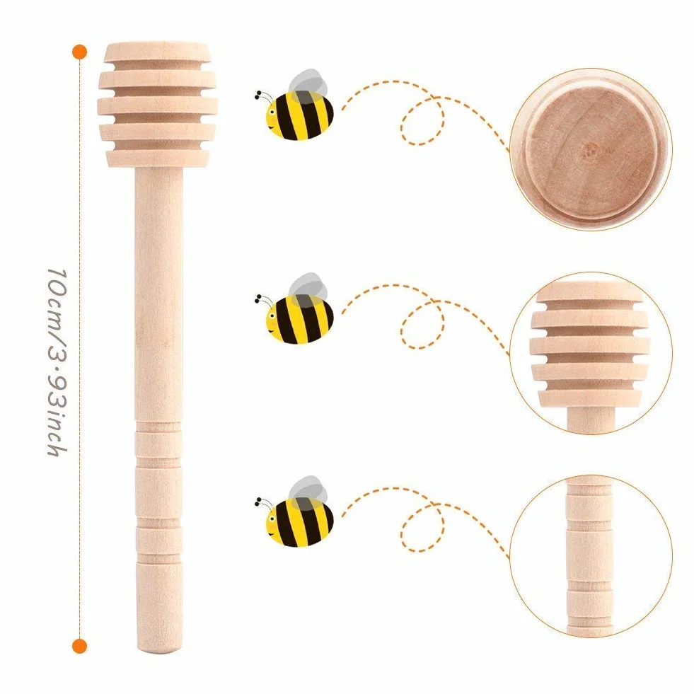 Fdit 50 szt./zestaw domowy drewniany przenośny mini dżemowy miód dipper słoik dozownik zbierania mieszający pręt do mieszania Mino dozowanie Drizzle Miód (10 cm)