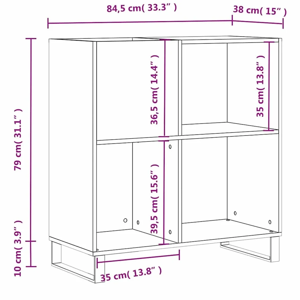 vidaXL Szafka na płyty, biała, 84,5x38x89 cm, materiał drewnopochodny, szafka na winyle, szafka RTV, szafka pod TV, szafka na płyty winylowe