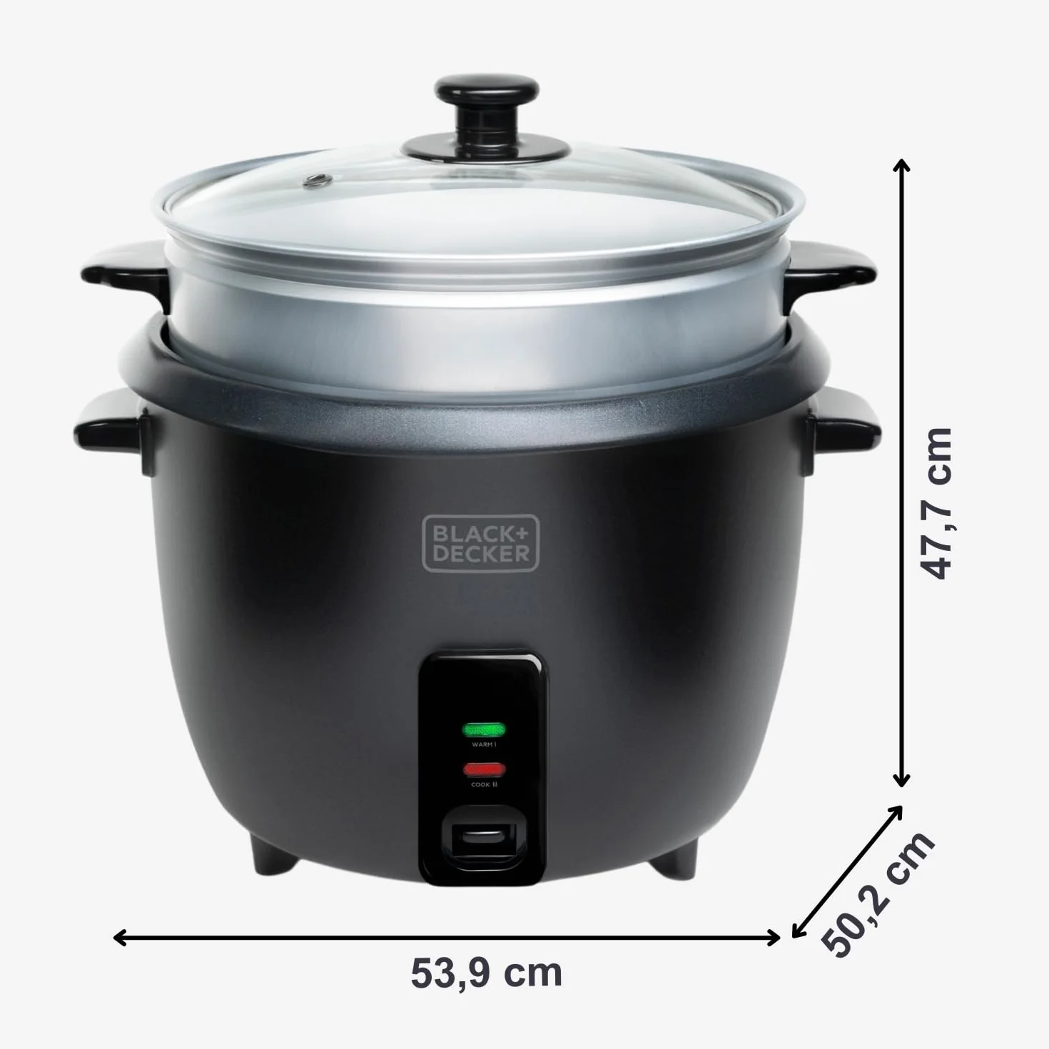 BLACK+DECKER Szybkowar do ryżu | BXRC1800E | 700 W | pojemność 1,8 litra | powłoka nieprzywierająca | funkcja gotowania i utrzymywania ciepła | akcesoria do gotowania na parze | biały