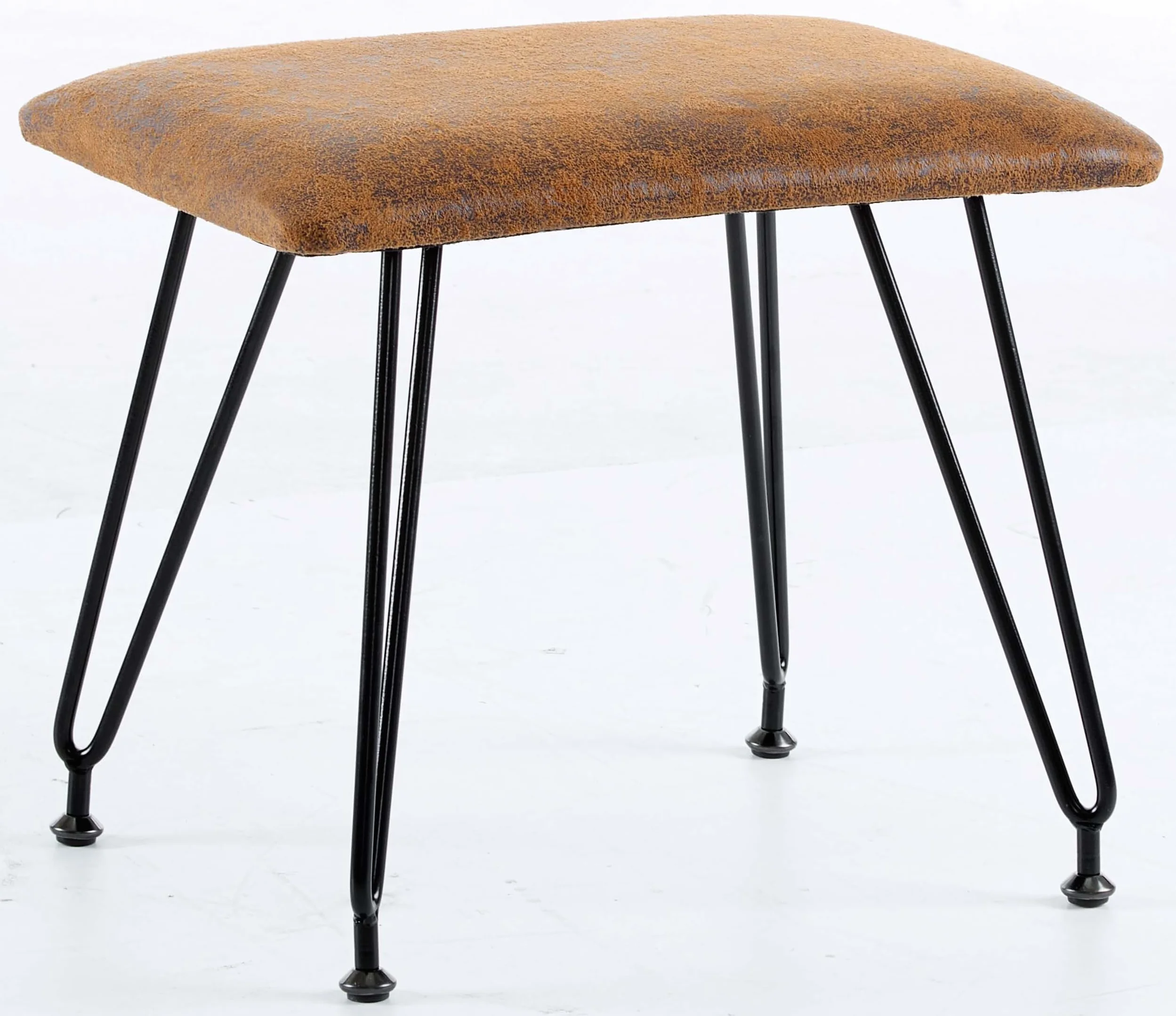 Balama Otoman podnóżek rustykalny 40 x 30 x 35 cm, brązowy w stylu vintage, metalowe nogi, wyściełane siedzisko, wodoodporne obicie z materiału, regulowane ślizgacze