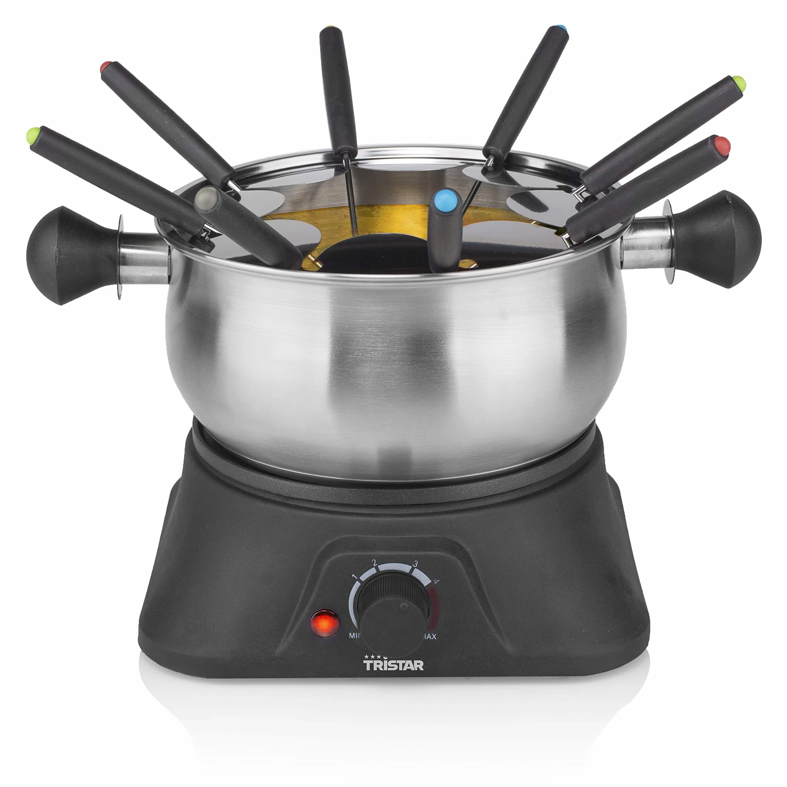 Tristar zestaw do fondue dla maksymalnie 8 osób, pojemność 1,3 l, widelce ze stali nierdzewnej i pierścień do sosów, 1400 W, FO-1109