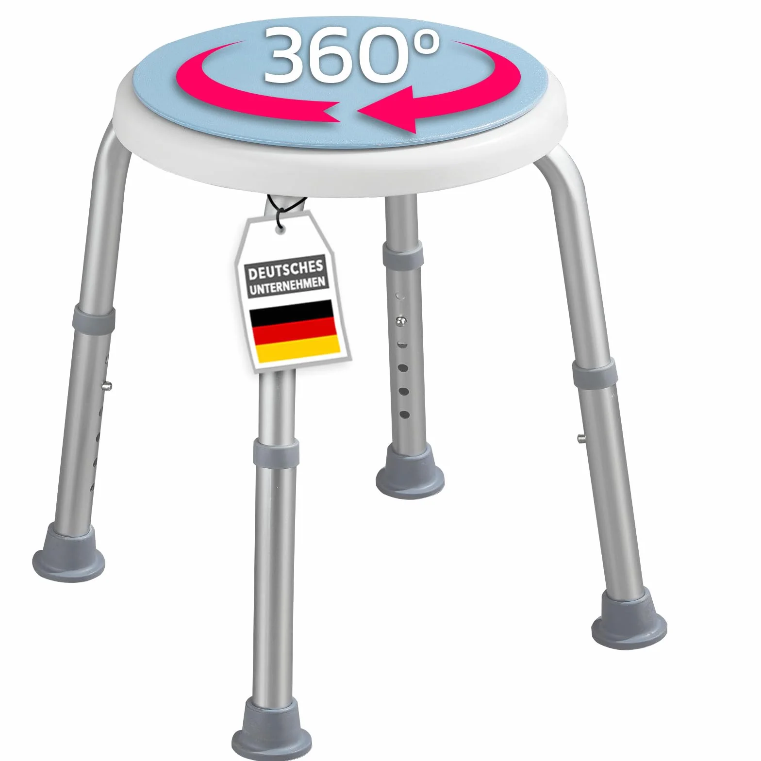 KARAT Taboret prysznicowy obracany 360° krzesło prysznicowe 150 kg z regulacją wysokości antypoślizgowe