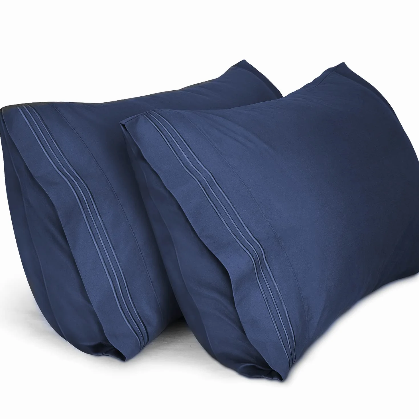 Lirex 2-pak poszewek na poduszki 1800 nici, rozmiar 50 cm x 75 cm poszewki na poduszki z miękkiej szczotkowanej mikrofibry, oddychające bez zmarszczek i nadające się do prania w pralce, niebieskie
