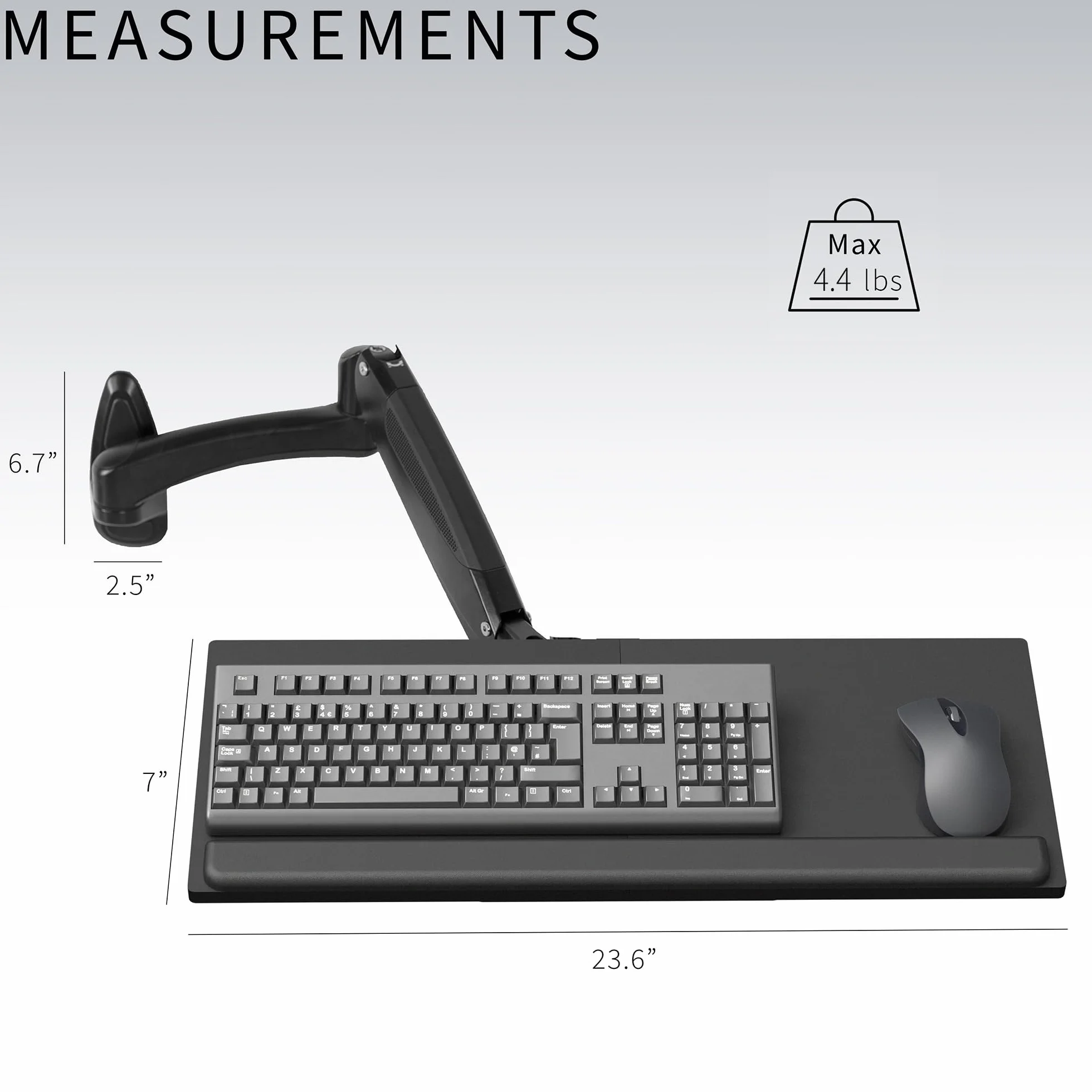VIVO Sit-Stand 61 cm pneumatyczna sprężynowa klawiatura i taca na mysz uchwyt ścienny, platforma do pisania z regulacją wysokości przeciwwagi, ergonomiczne nachylenie, czarna, MOUNT-KB35B