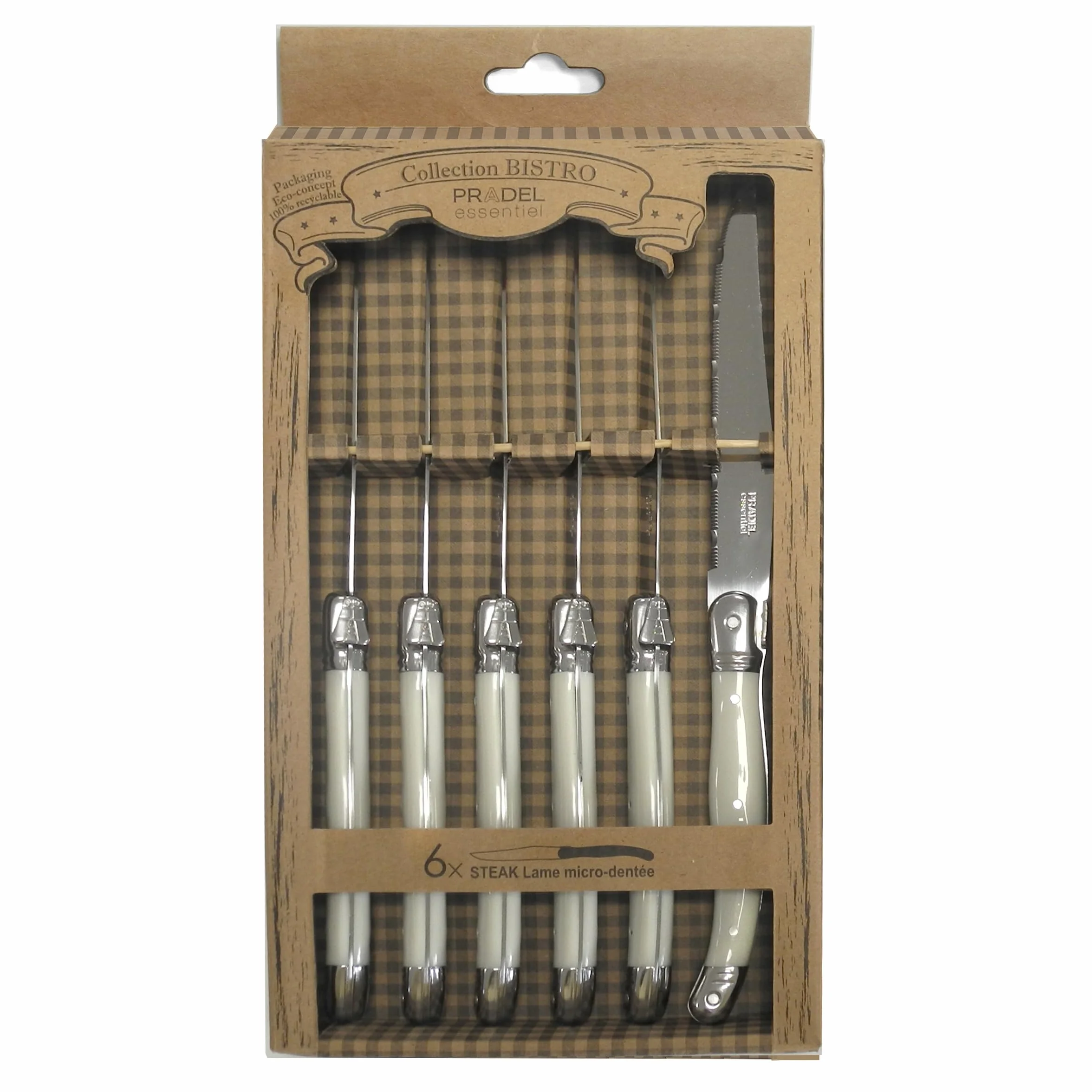 Pradel Essentiel Rustic Zestaw 6 noży do steków Perła