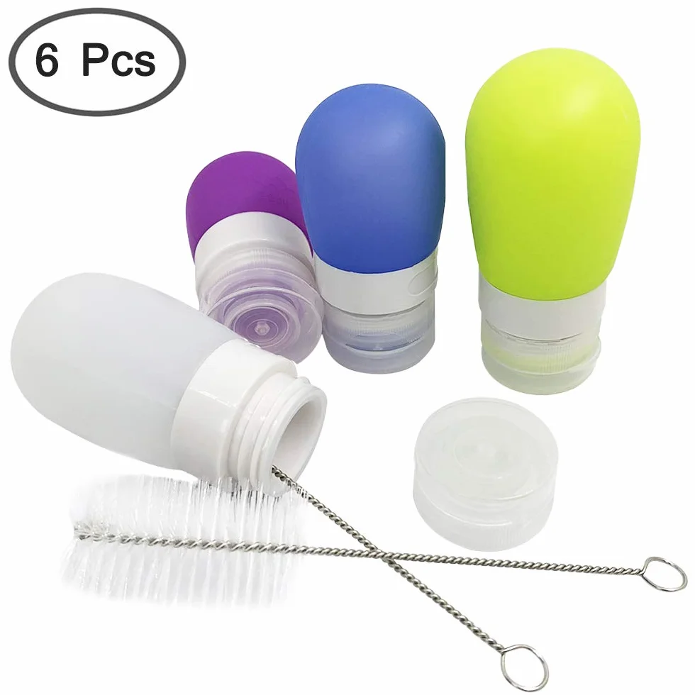 4 butelki dressingu Squeeze, FineGood 1,3oz i 2 uncji. Przenośne pojemniki na sosy, butelki z przyprawami do przechowywania żywności, wodoodporne, z 2 pędzlami do czyszczenia - 4 kolory