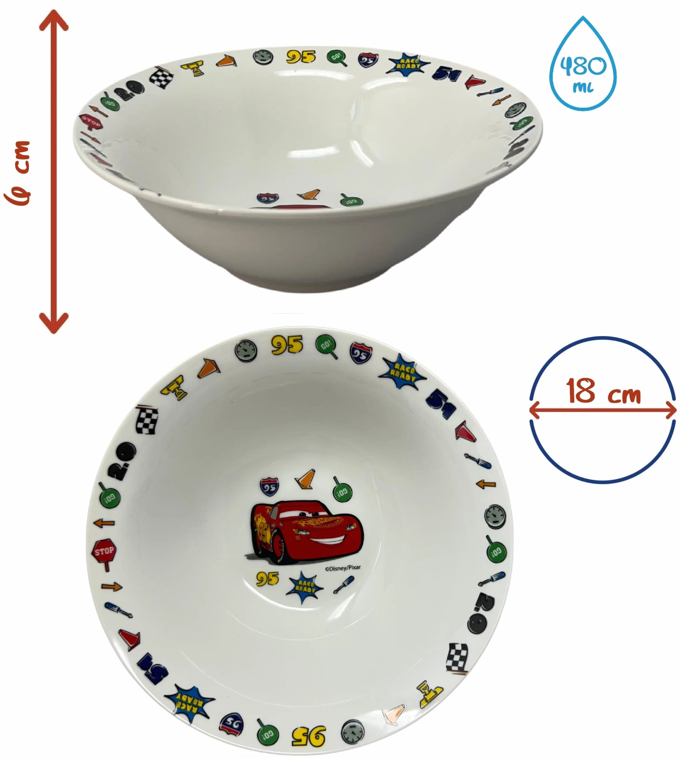 CARTOON 3-częściowy zestaw ceramiczny Disney Cars miska miska talerz zastawa stołowa dla dzieci zestaw obiadowy