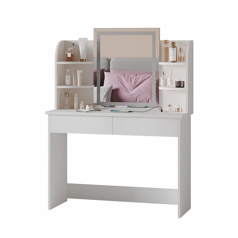 Vicco Toaletka "Charlotte", Biały, 106 cm z lusterkiem LED i stacją ładującą QI