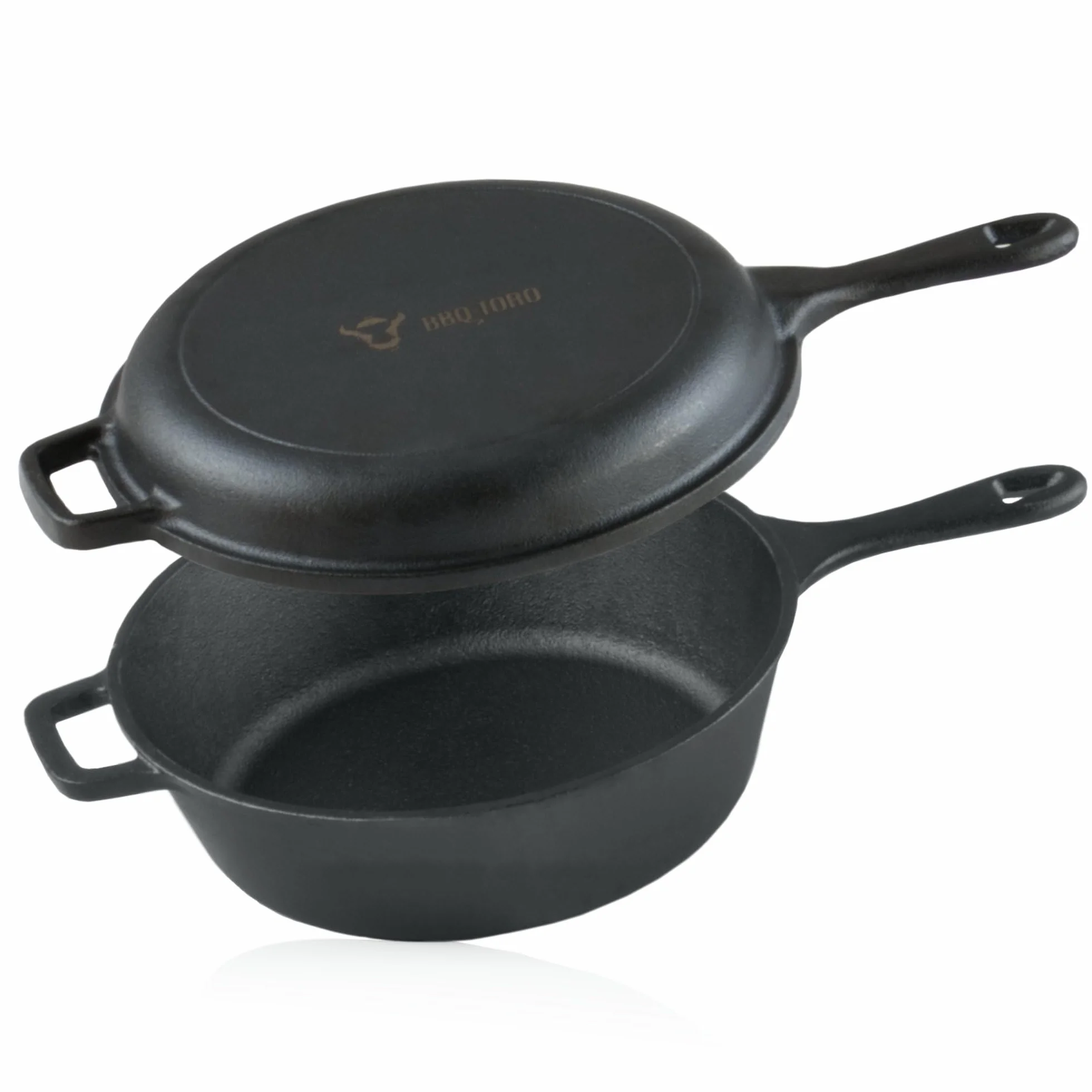 BBQ-Toro żeliwny garnek | 3,5 litra – czarny | żeliwny garnek – brytfanna z patelnią – pokrywka
