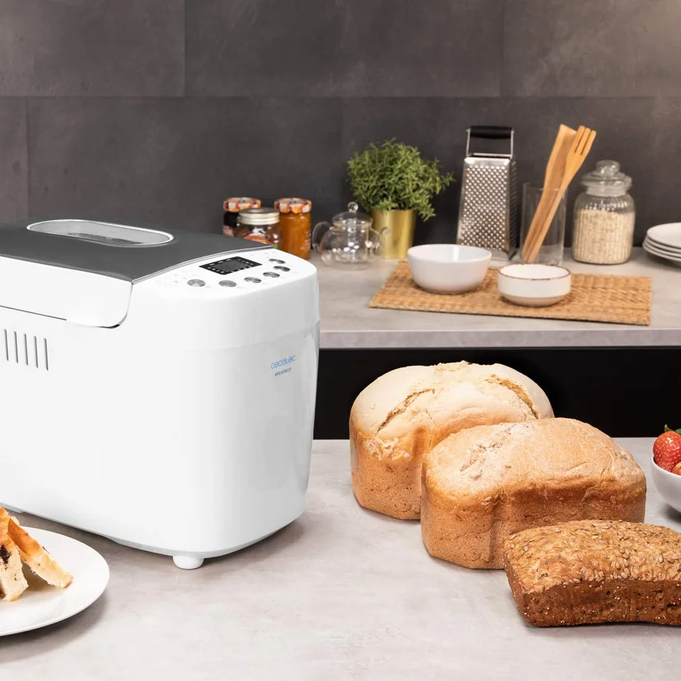 Cecotec Wypiekacz do chleba Bread&Co 1500 PerfectCook. 850 W, 1,5 Kg, 15 programów, 15 programowalnych godzin, 2 elementy grzewcze, misa odporna na mycie w zmywarce, książeczka z przepisami, Bread&Co 1500 PerfectCook.