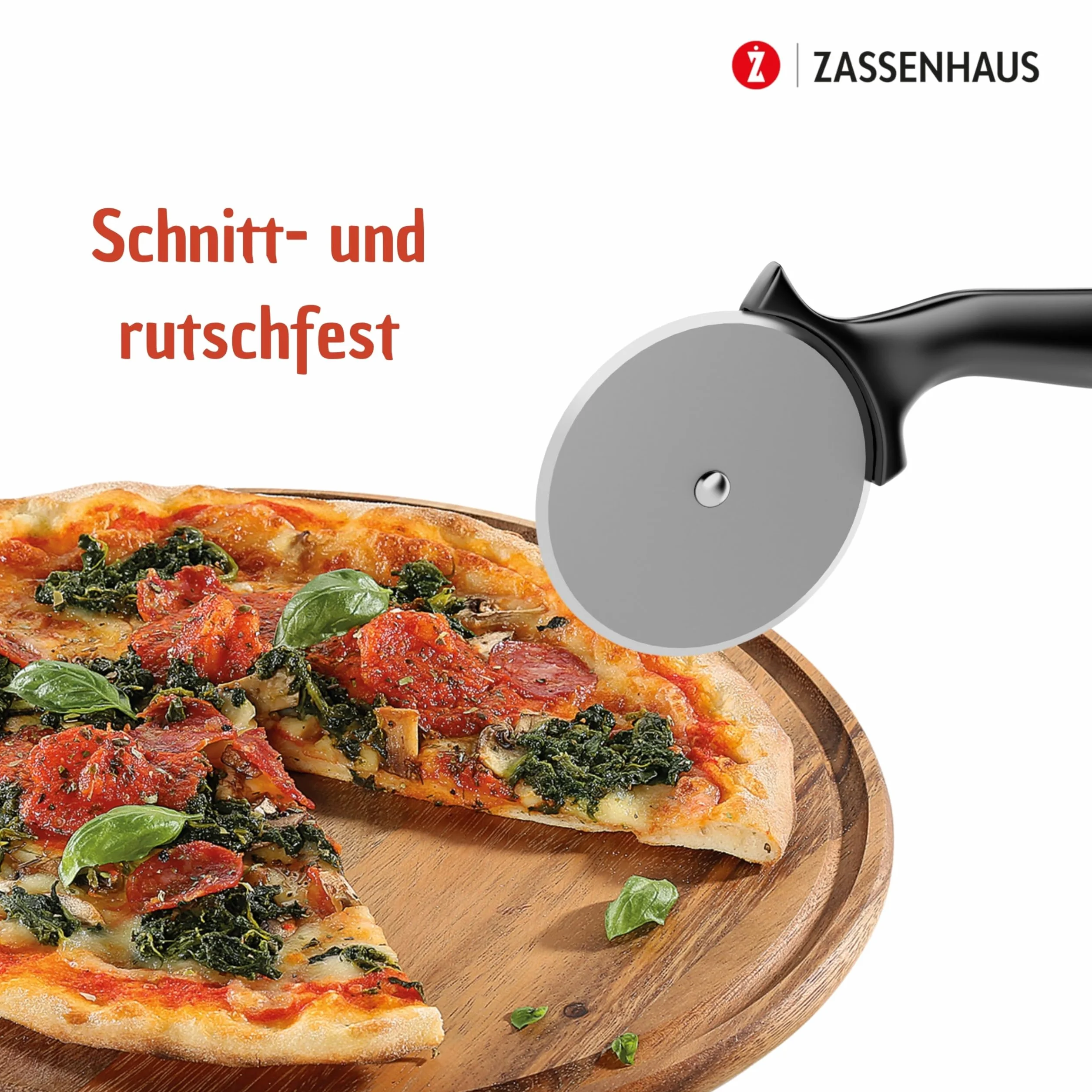Zassenhaus Talerz do pizzy o średnicy 33 cm, łopatka do pizzy z ekologicznie uprawnego drewna akacjowego, okrągła taca drewniana z rowkiem na sok, deska do serwowania pizzy lub tarta, drewniana deska