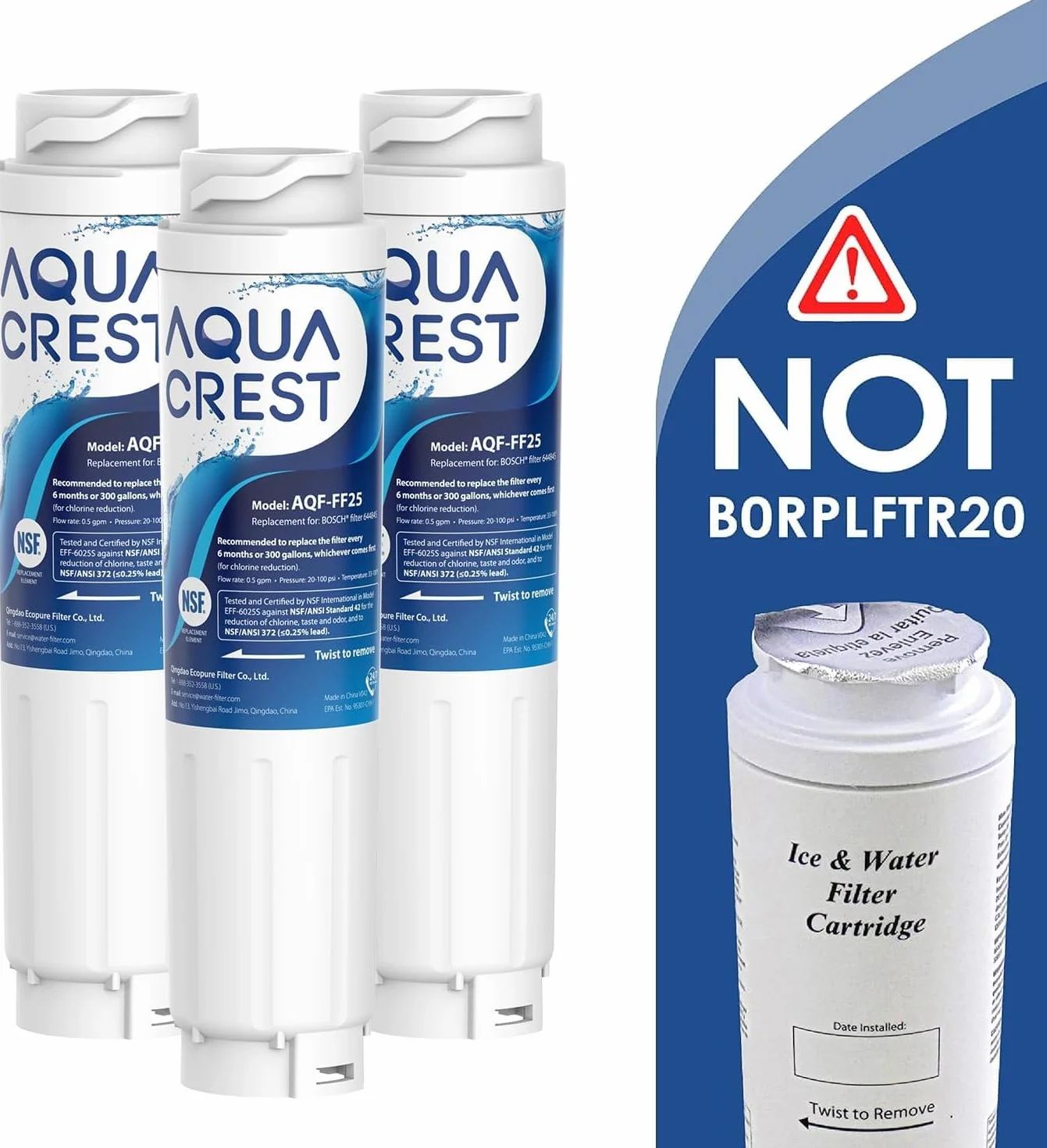 AQUACREST 644845 Zamienny Filtr Wody do Lodówki Kompatybilny z Bosch Siemens Neff Miele Haier
