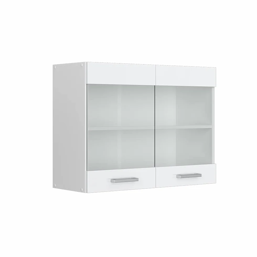 Vicco Szklana szafka kuchenna "R-Line", Biały wysoki połysk, 80 cm