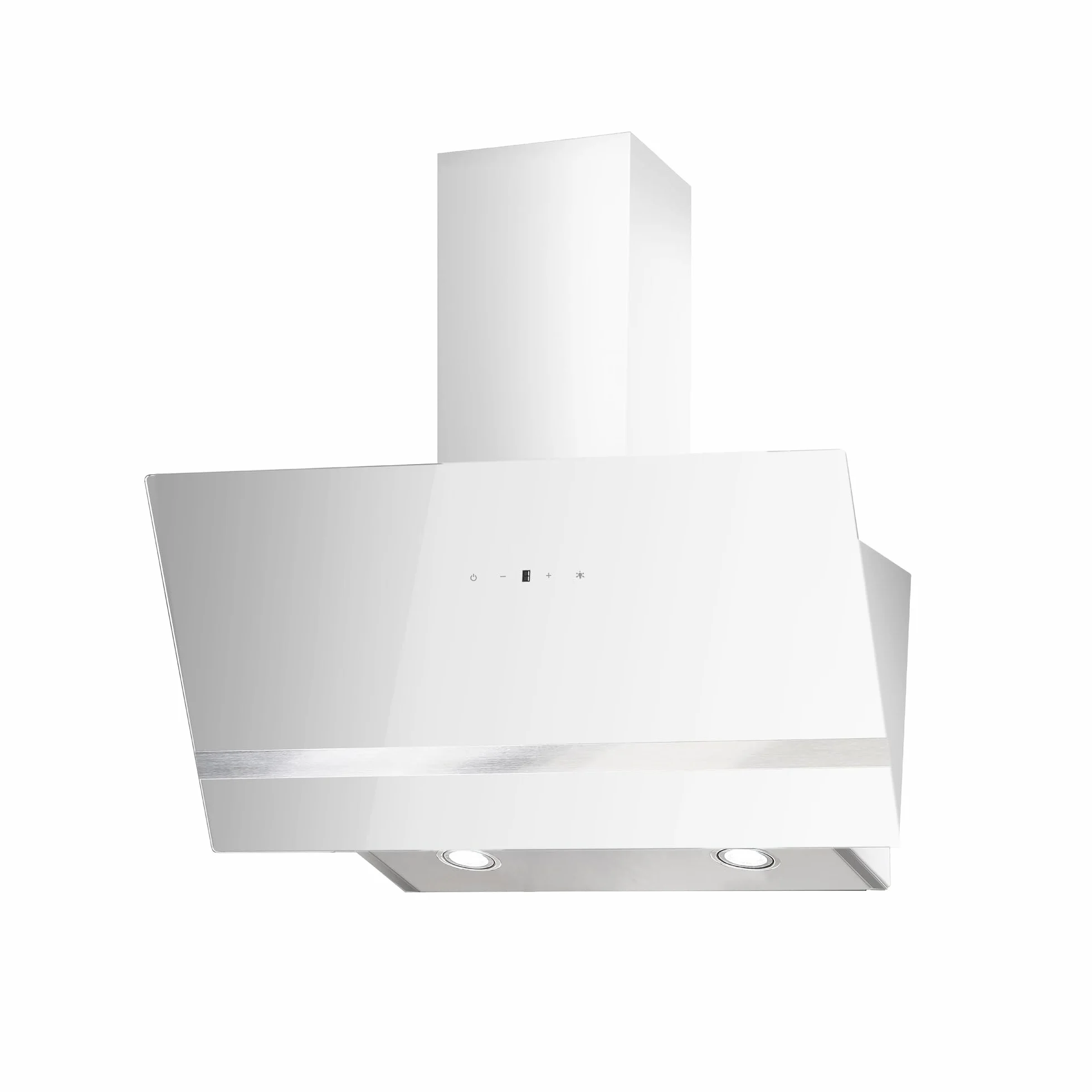 Respekta Okap wyspa bez kaptura/okap skośny 80 cm/metalowa rama z białym szklanym kloszem/funkcja wylotu i cyrkulacji powietrza/CH24080WM / A / 65 – 70 dB