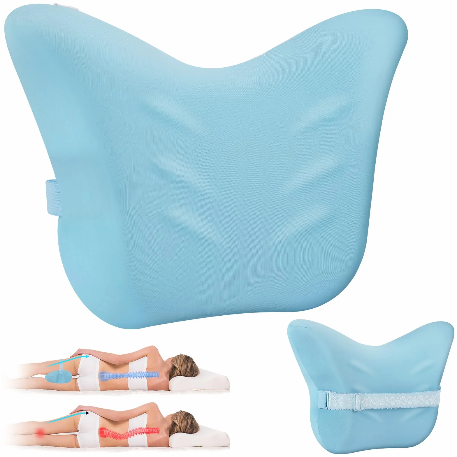 Ainiv Poduszka na nogi, Ergonomiczna poduszka wyrównująca kolano, Poduszka wspomagająca nogi z pianki memory ze zdejmowaną i pralną pokrywką, Poduszka pod kolano do spania na boku (Mała-Niebieska)