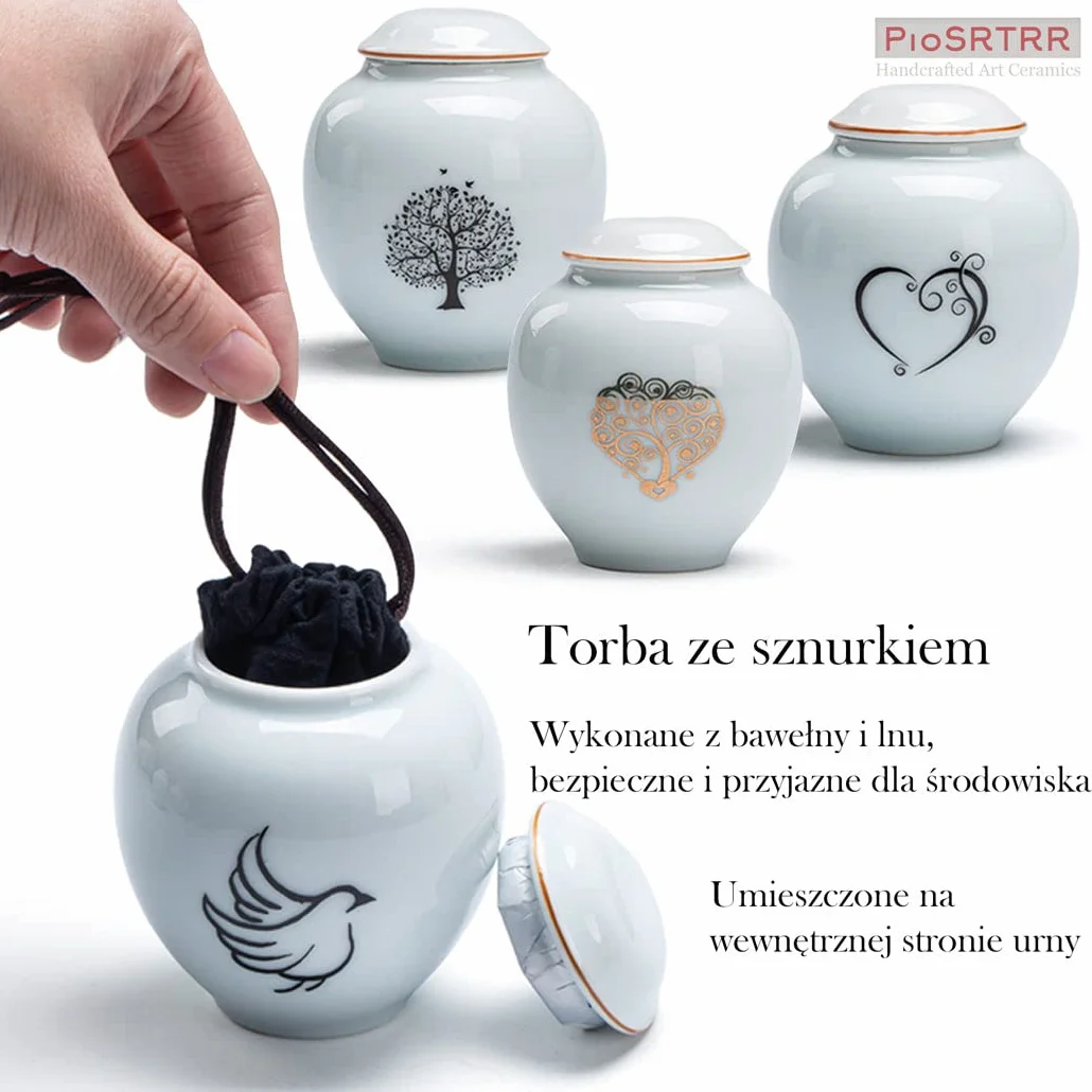 Ceramiczne mini urny na prochy Drzewo Życia dla dorosłych i zwierząt