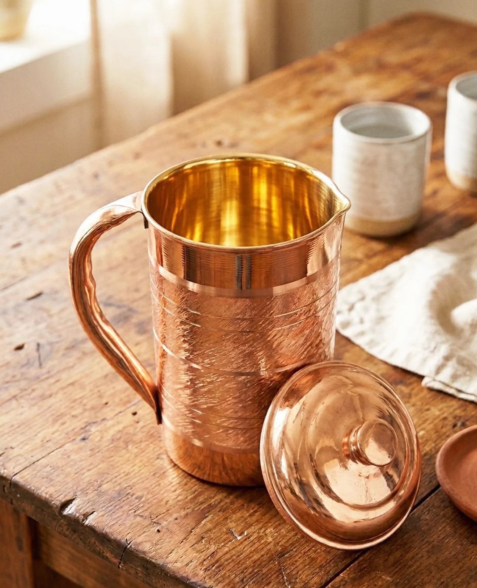 Dzbanek Na Wodę Z Czystej Miedzi Z Pokrywką 1500 Ml/50,7 Uncji Dzbanek Na Wodę Silver Touch Do Picia