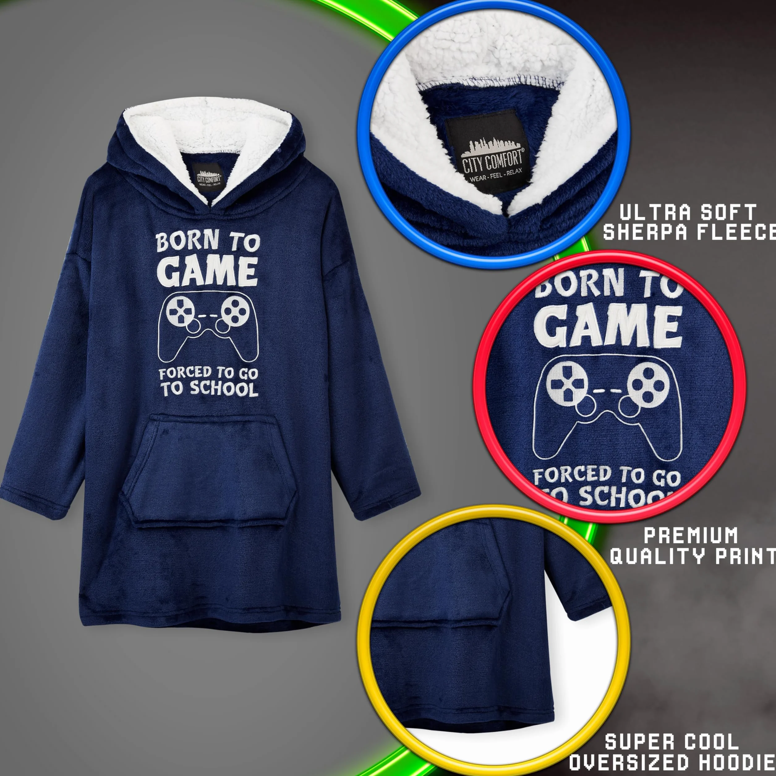 Polarowa Bluza z Kapturem dla Dzieci - Futbolowa Bluza One Size z Podszewką Sherpa