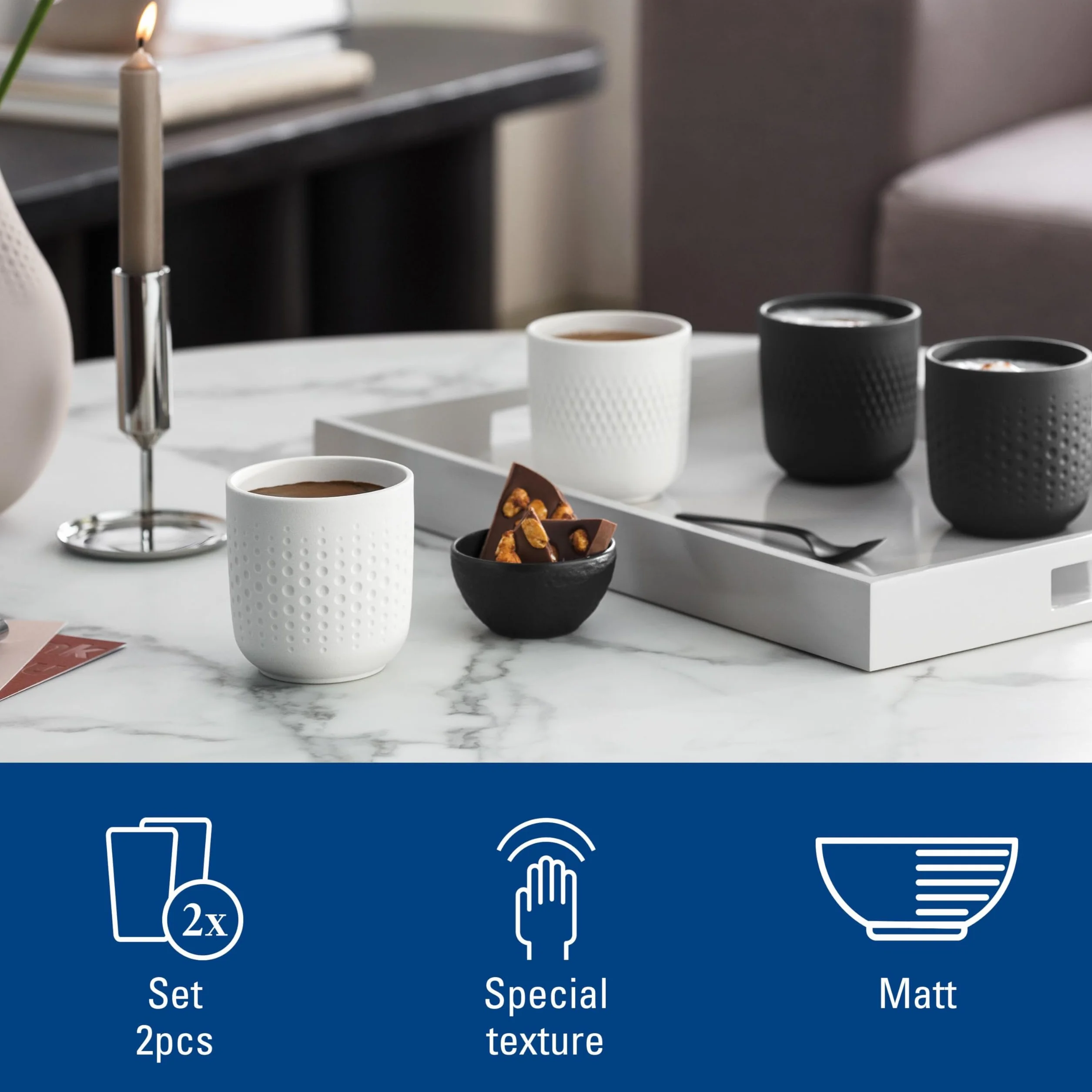 Villeroy & Boch – Manufacture Collier blanc zestaw kubków 2-cz., porcelana Premium