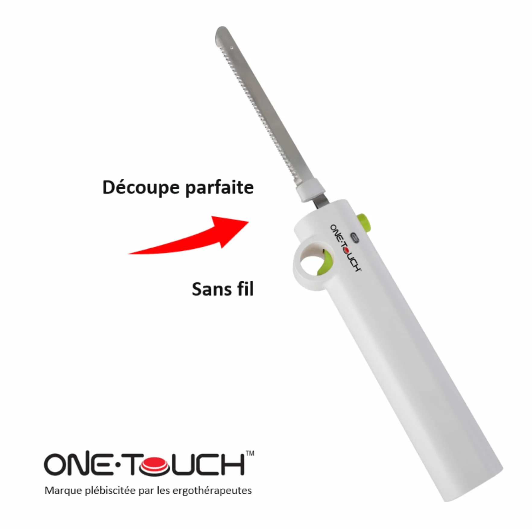 ONE TOUCH KC 157 Bezprzewodowy nóż elektryczny - pełna swoboda - lekki, poręczny, mocny dla precyzyjnych cięć bez wysiłku - idealny dla osób starszych lub z problemami z chwytem