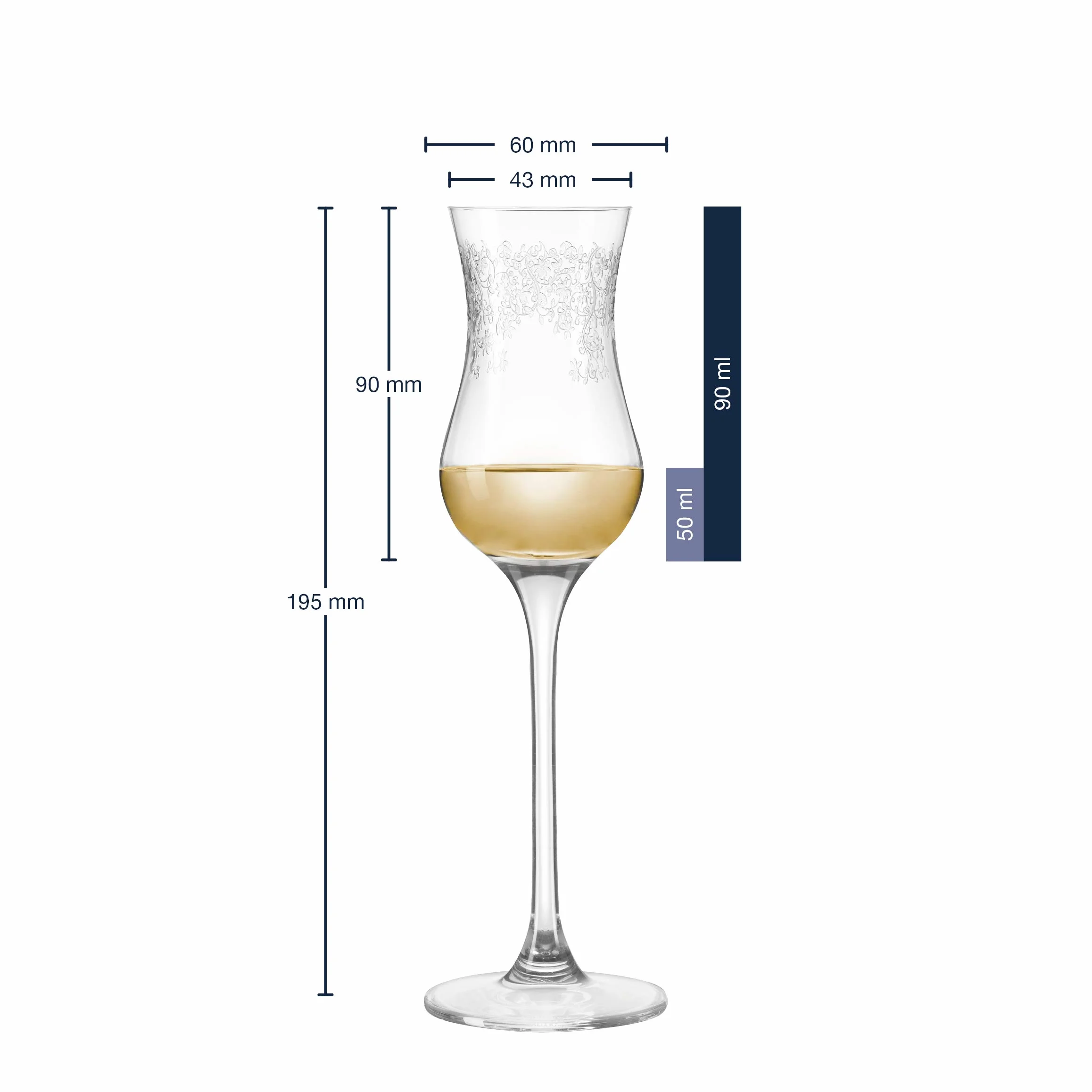 Leonardo Chateau 035298 zestaw 6 szklanek do digestif, nadają się do mycia w zmywarce, z wyciągniętą rączką, kielich z grawerunkiem, 9 cl