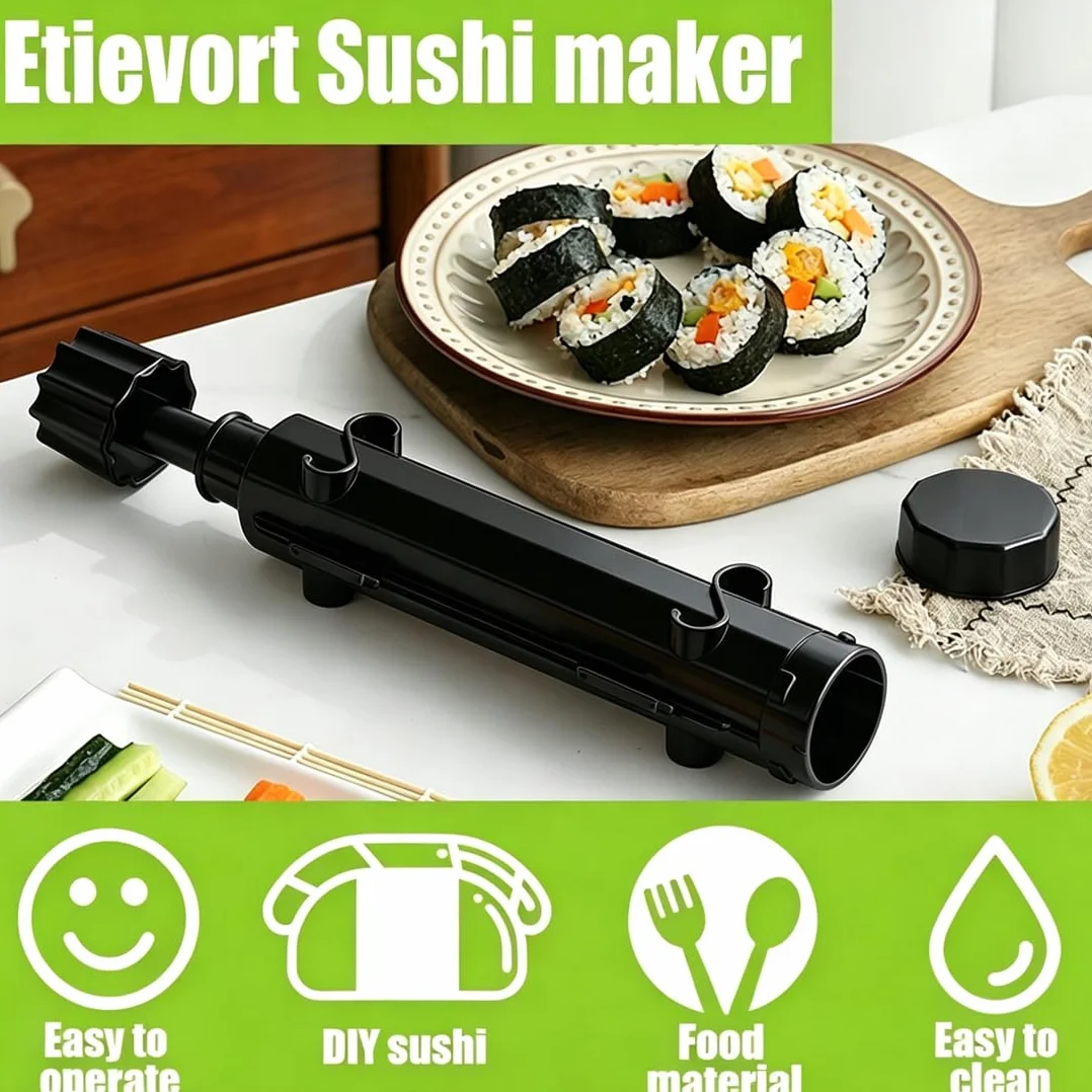 Zestaw do robienia sushi, zestaw wałków do sushi, zestaw do robienia sushi, sushi, przyrząd do wałków do sushi i mata bambusowa? dla początkujących - kompletny zestaw do sushi, biały