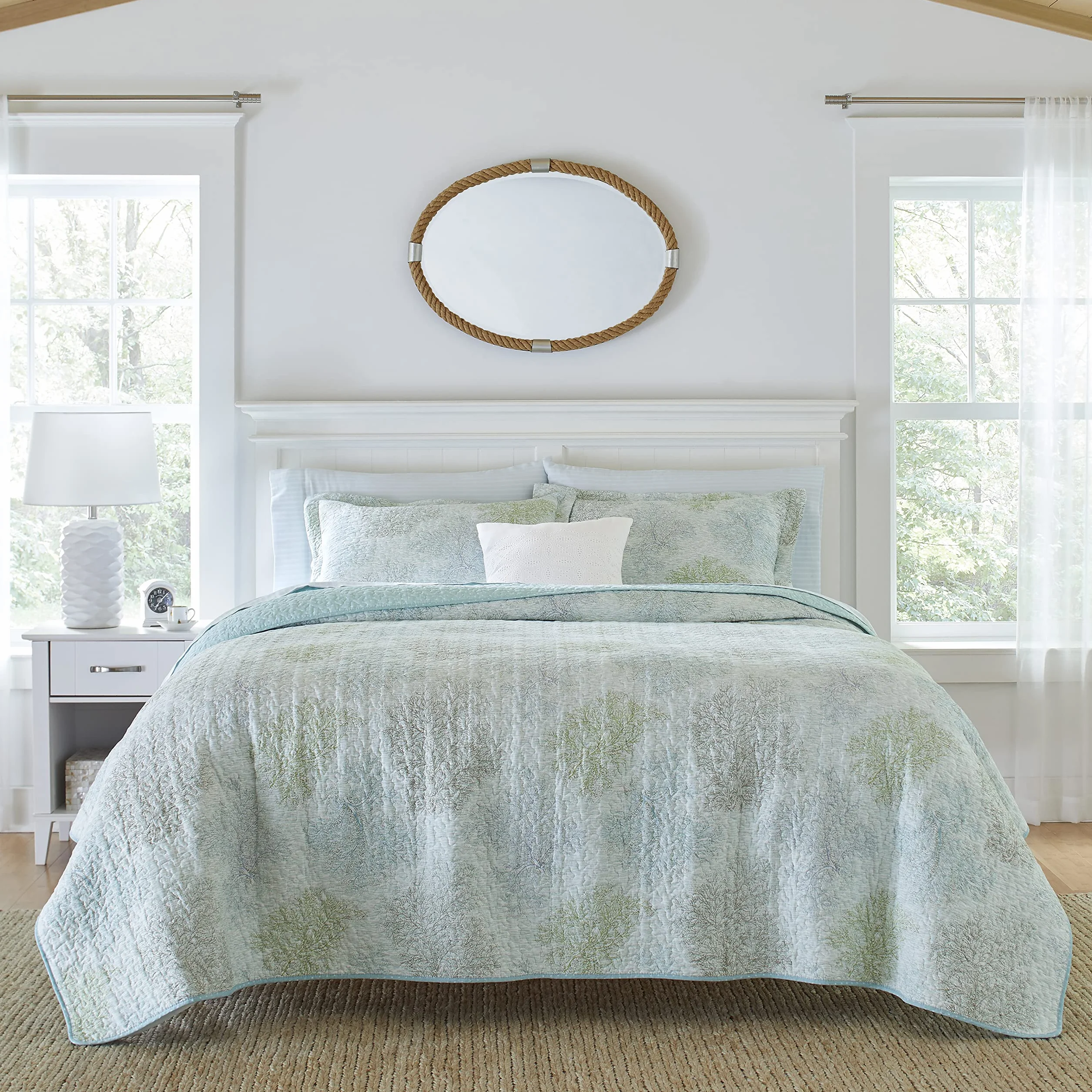 Laura Ashley Zestaw kołder – ultramiękka pościel całoroczna, dwustronna stylowa narzuta z pasującą poszewką, niebieska, podwójna