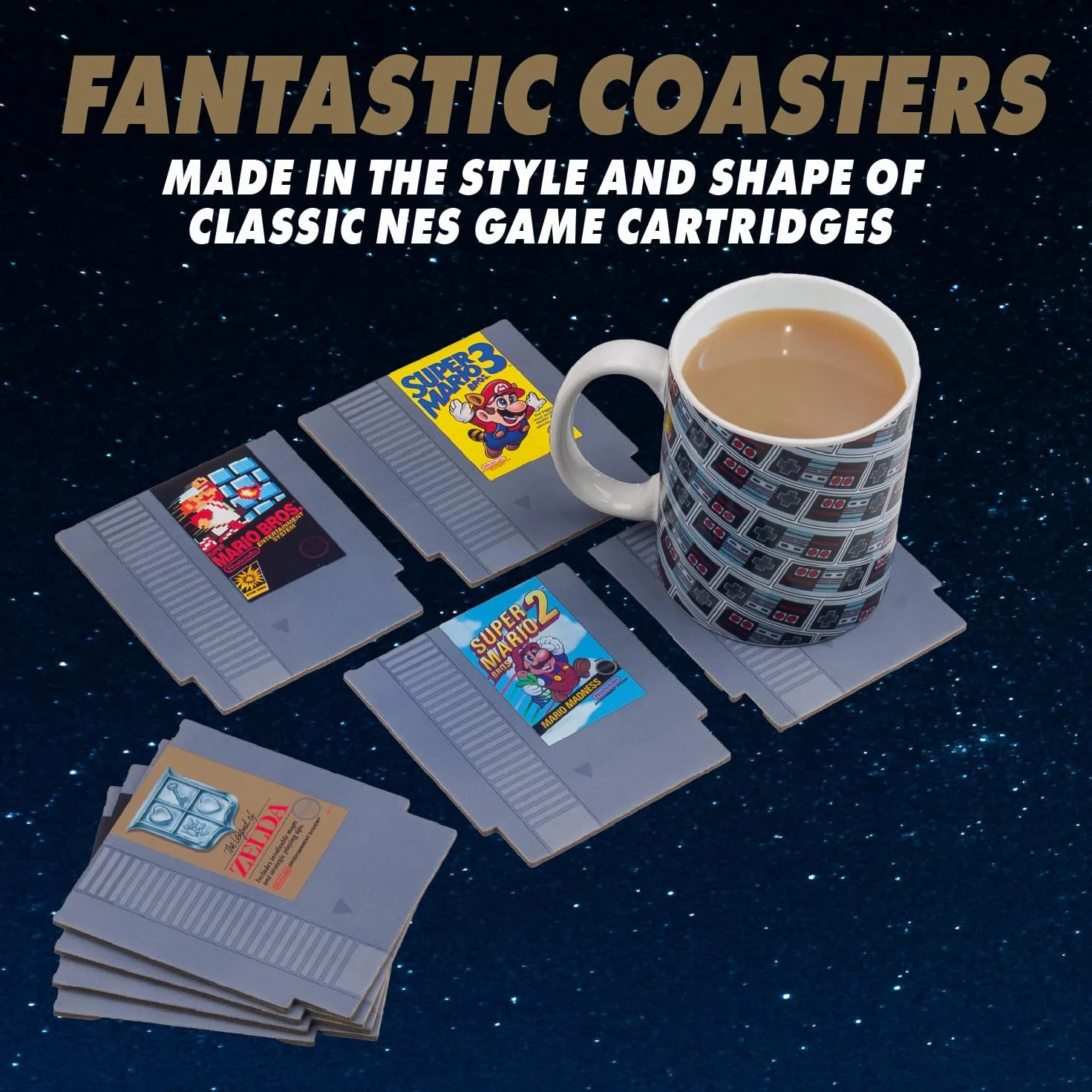 Paladone PP3931NN Nintendo NES podkładki pod napoje – zestaw 8 sztuk, wielokolorowe, 9 x 1 x 10 cm