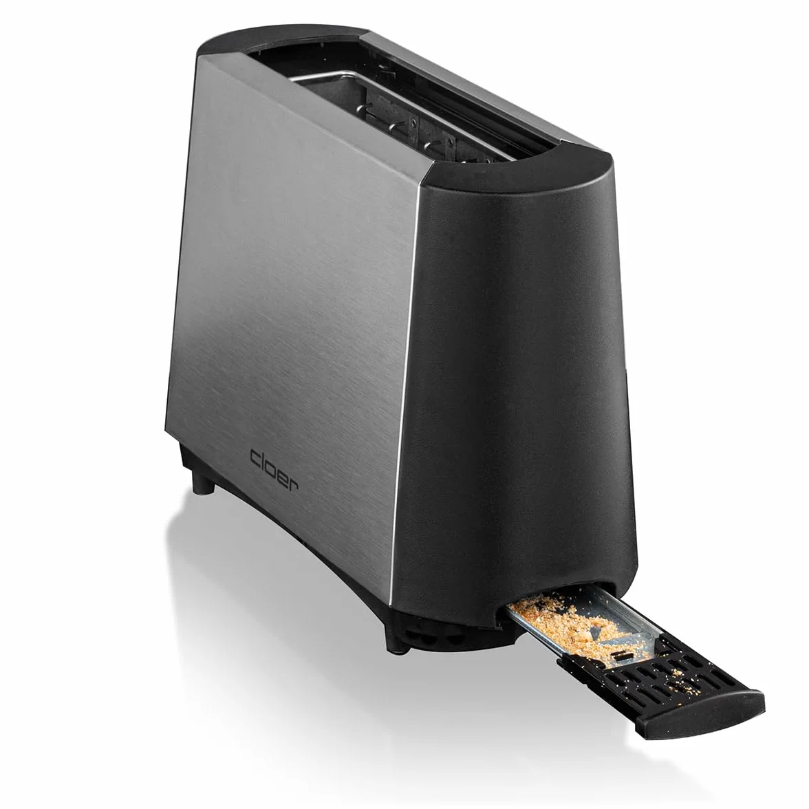 Cloer 3890 mini toster pojedynczy 600 W, szuflada na okruchy, matowa stal nierdzewna