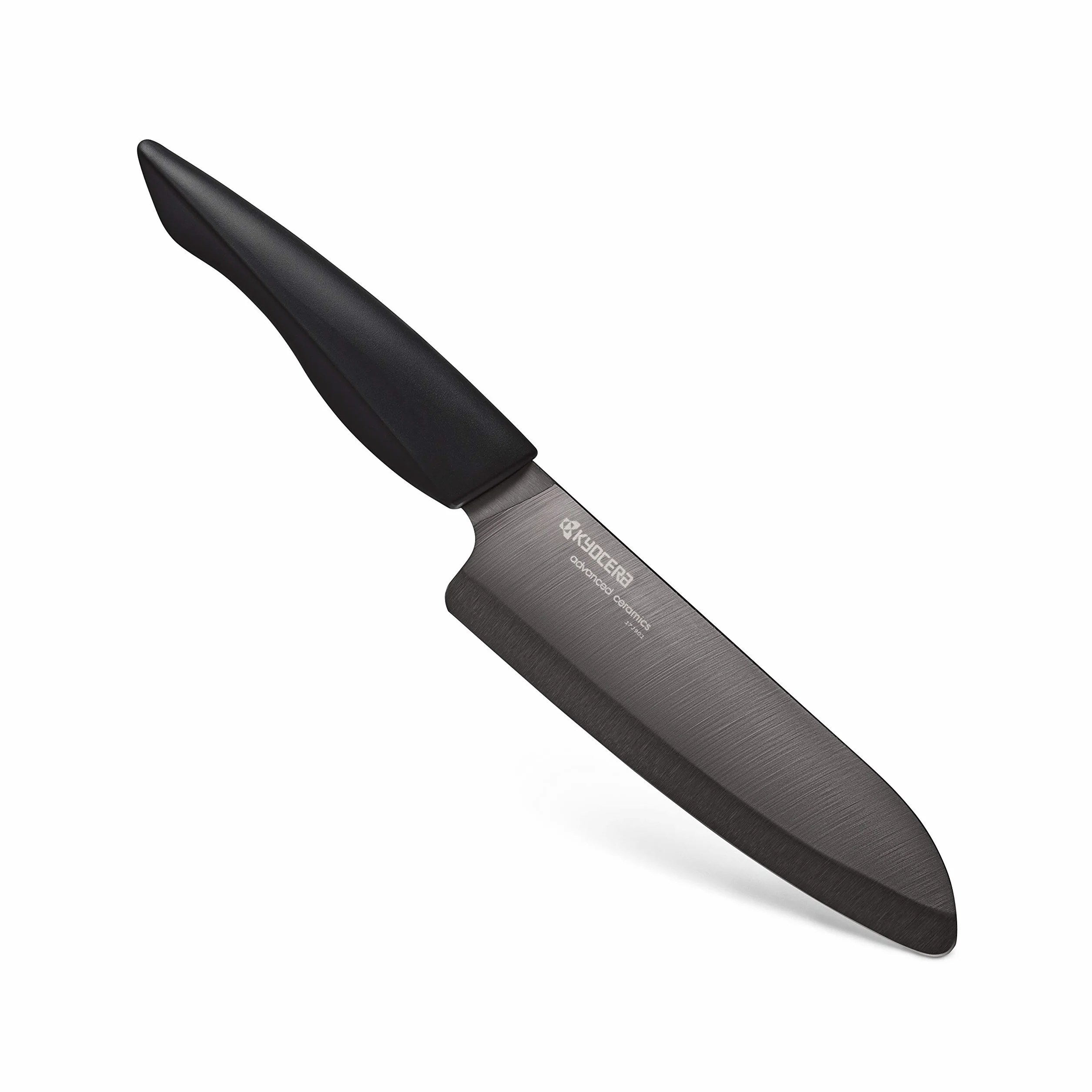 Nóż ceramiczny Kyocera SHIN Black, nóż Santoku, ostrze 16 cm, opatentowane ostrze z ceramiki cyrkonowej, ostrze ręczne, wyjątkowo ostre, można myć w zmywarce, rękojeść i ostrze czarne, ZK-160 BK-BK